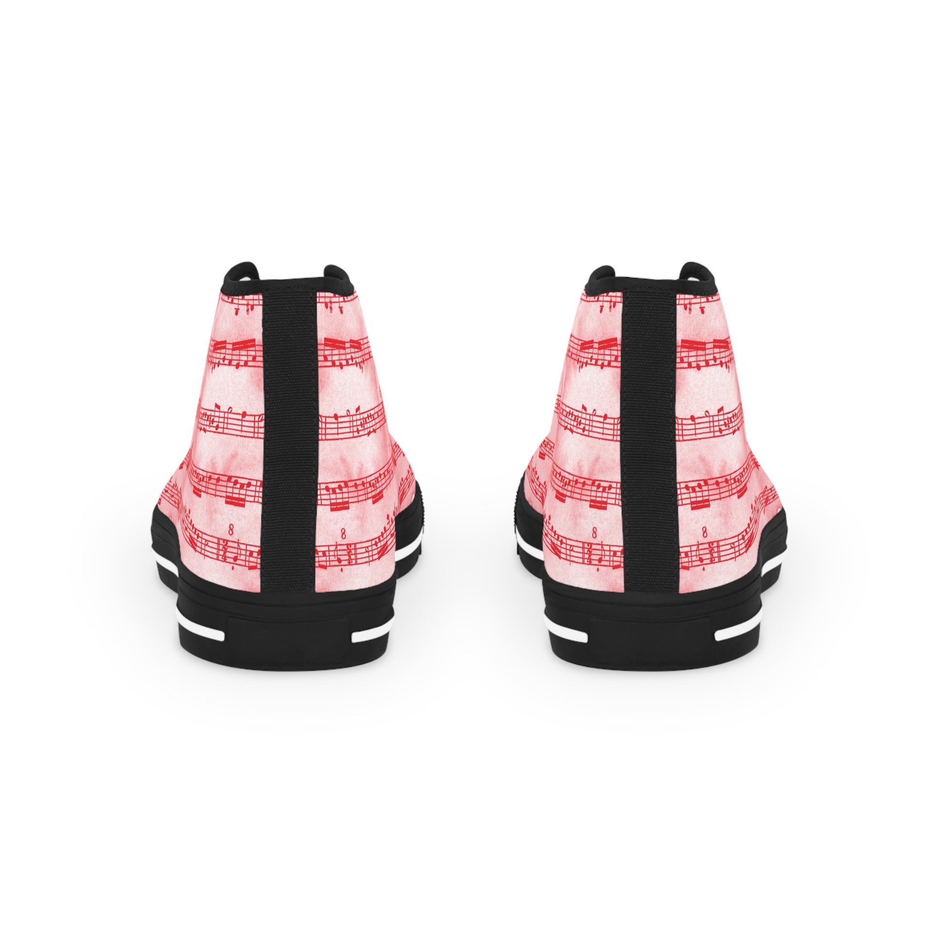 Drip Spill Type Beat Sheet Music II Red Men's High Top Sneakers, Artsulli - Art is Long, Life is Short, Shoes, , , , , , , 
