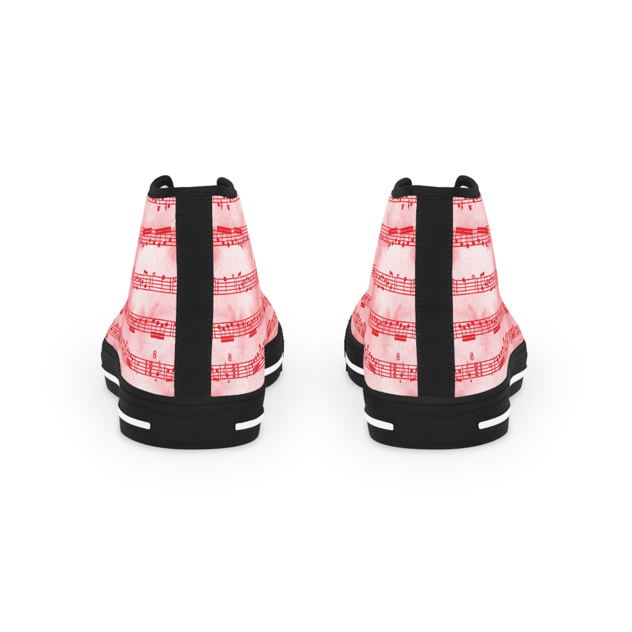 Drip Spill Type Beat Sheet Music II Red Men's High Top Sneakers, Artsulli - Art is Long, Life is Short, Shoes, , , , , , , 