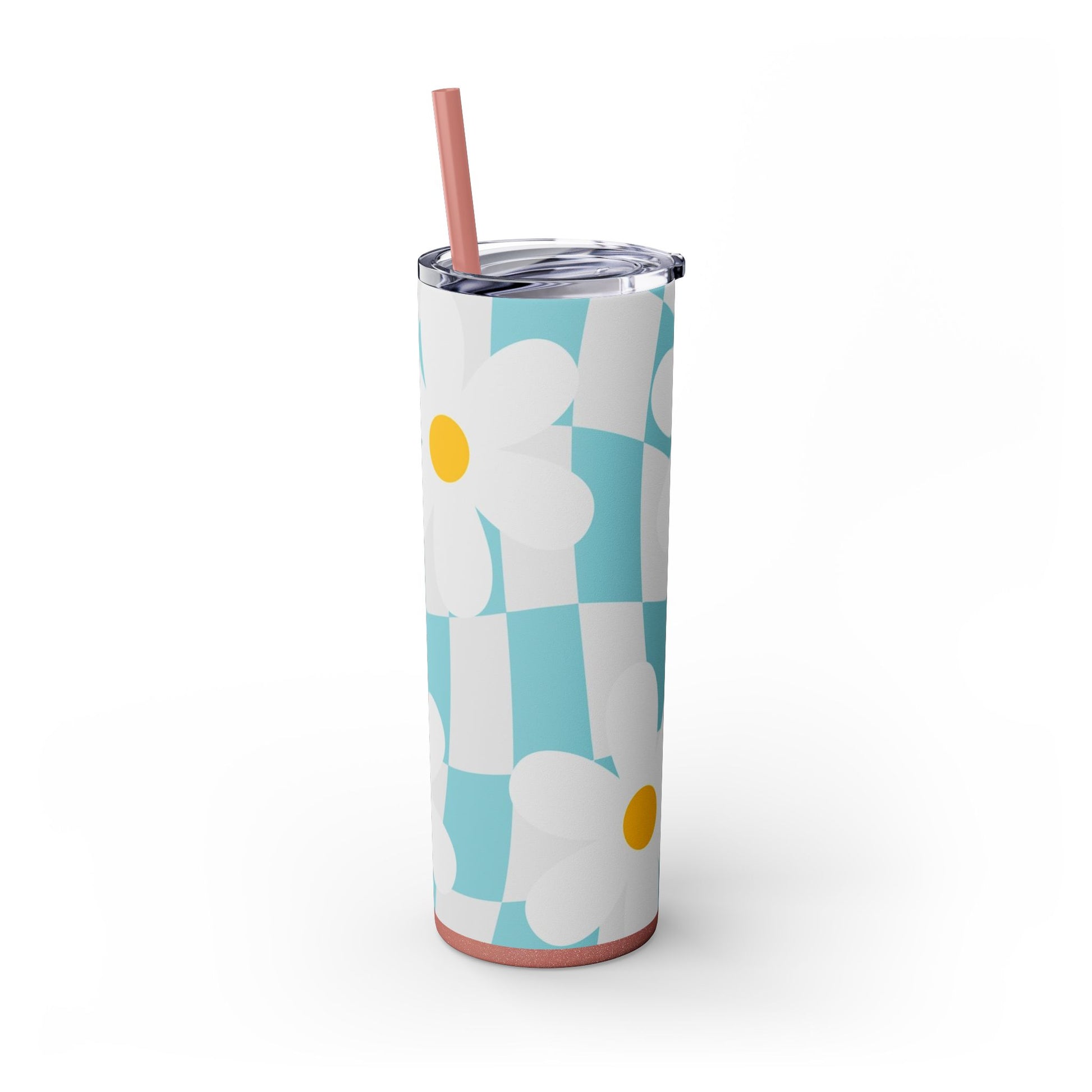 Trippy Check Garden Skinny Tumbler with Straw, 20oz, Artsulli - Art is Long, Life is Short, Mug, , , , , , , 