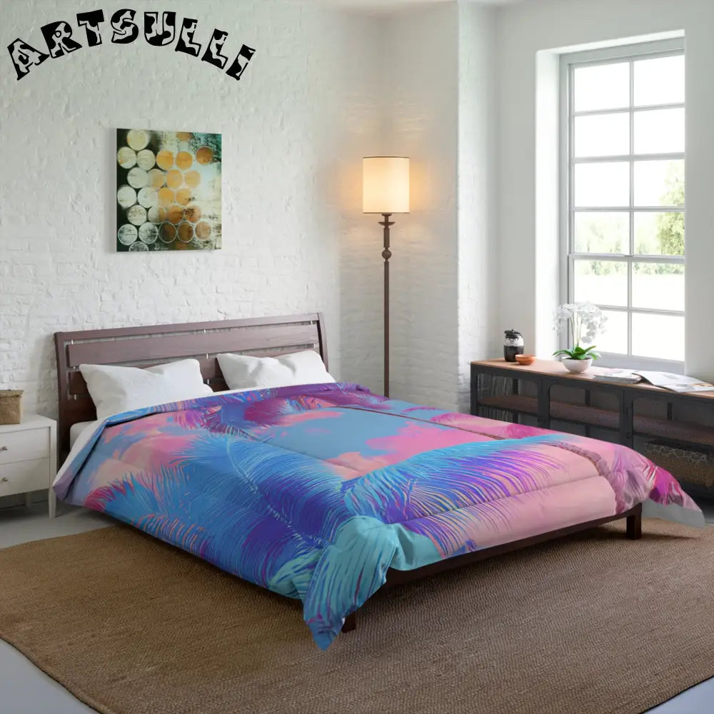JAKKOUTTHEBXX Ethereal Pastel Palms Comforter JAKKOUTTHEBXX Artsulli
