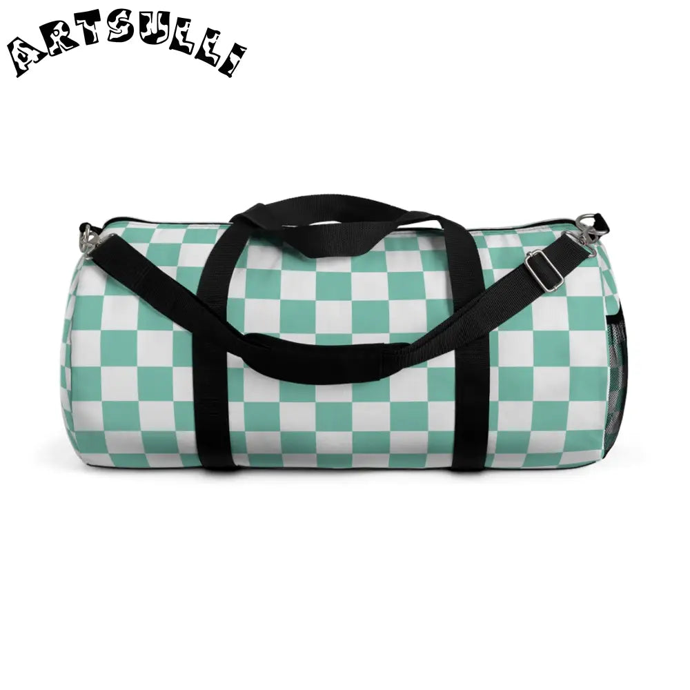 JAKKOUTTHEBXX Checkerboard Light Green Duffel Bag JAKKOUTTHEBXX
