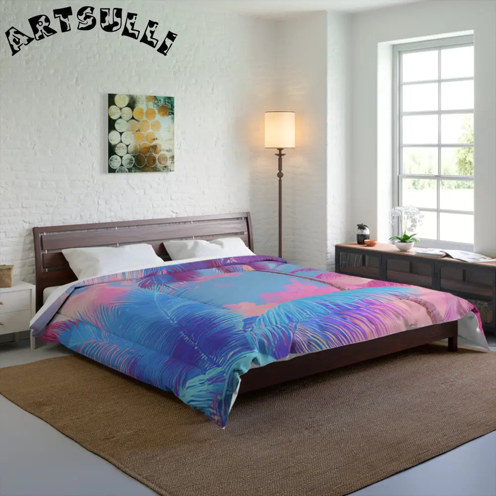 JAKKOUTTHEBXX Ethereal Pastel Palms Comforter JAKKOUTTHEBXX Artsulli