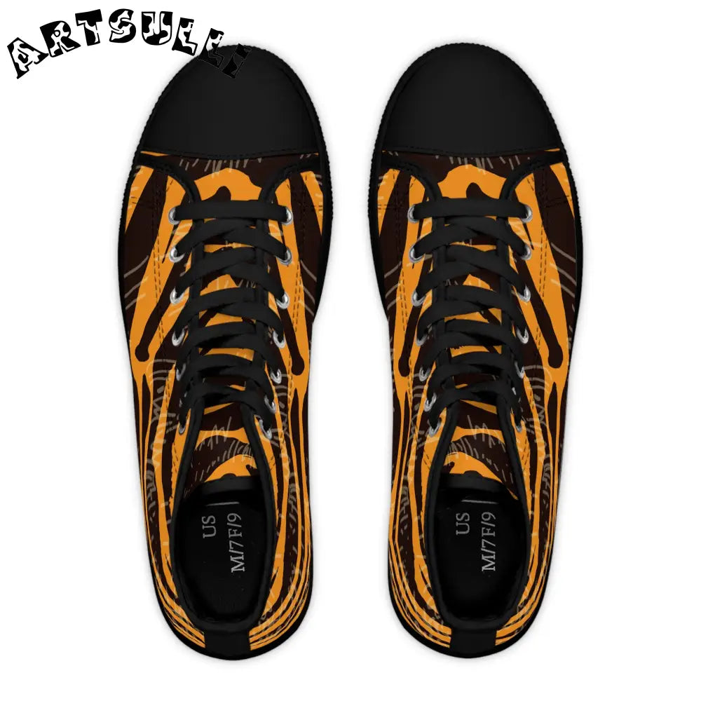 JAKKOUTTHEBXX Tiger Scratches Orange and Black Women’s High Top