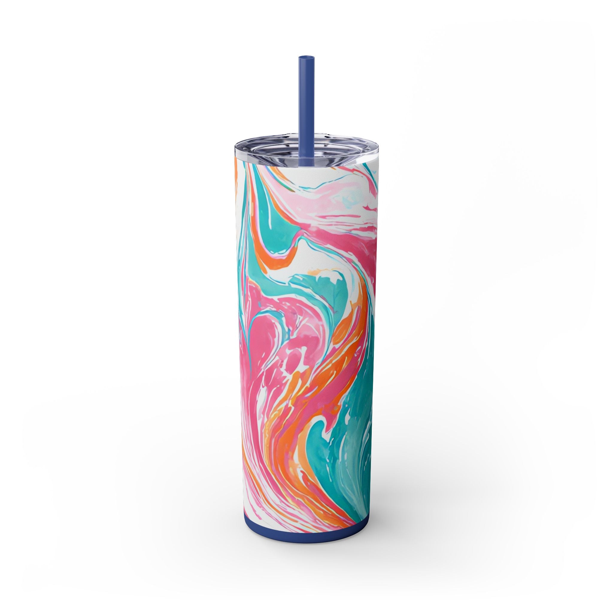 Liquid Pastel Spill Multi-Color Skinny Tumbler with Straw, 20oz, Artsulli - Art is Long, Life is Short, Mug, , , , , , , 