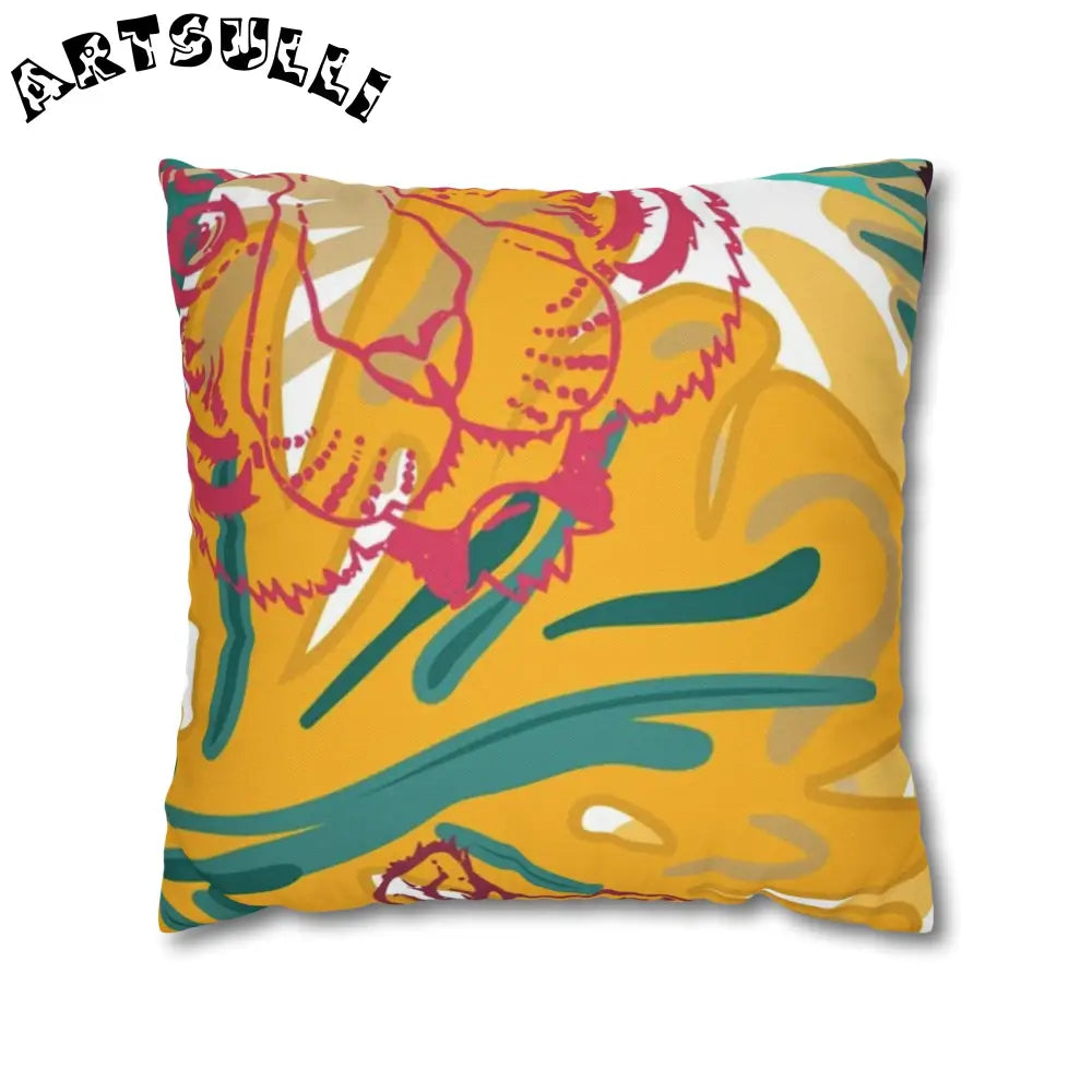 JAKKOUTTHEBXX Tropical Jungle Tigers Brown and Green Spun Polyester