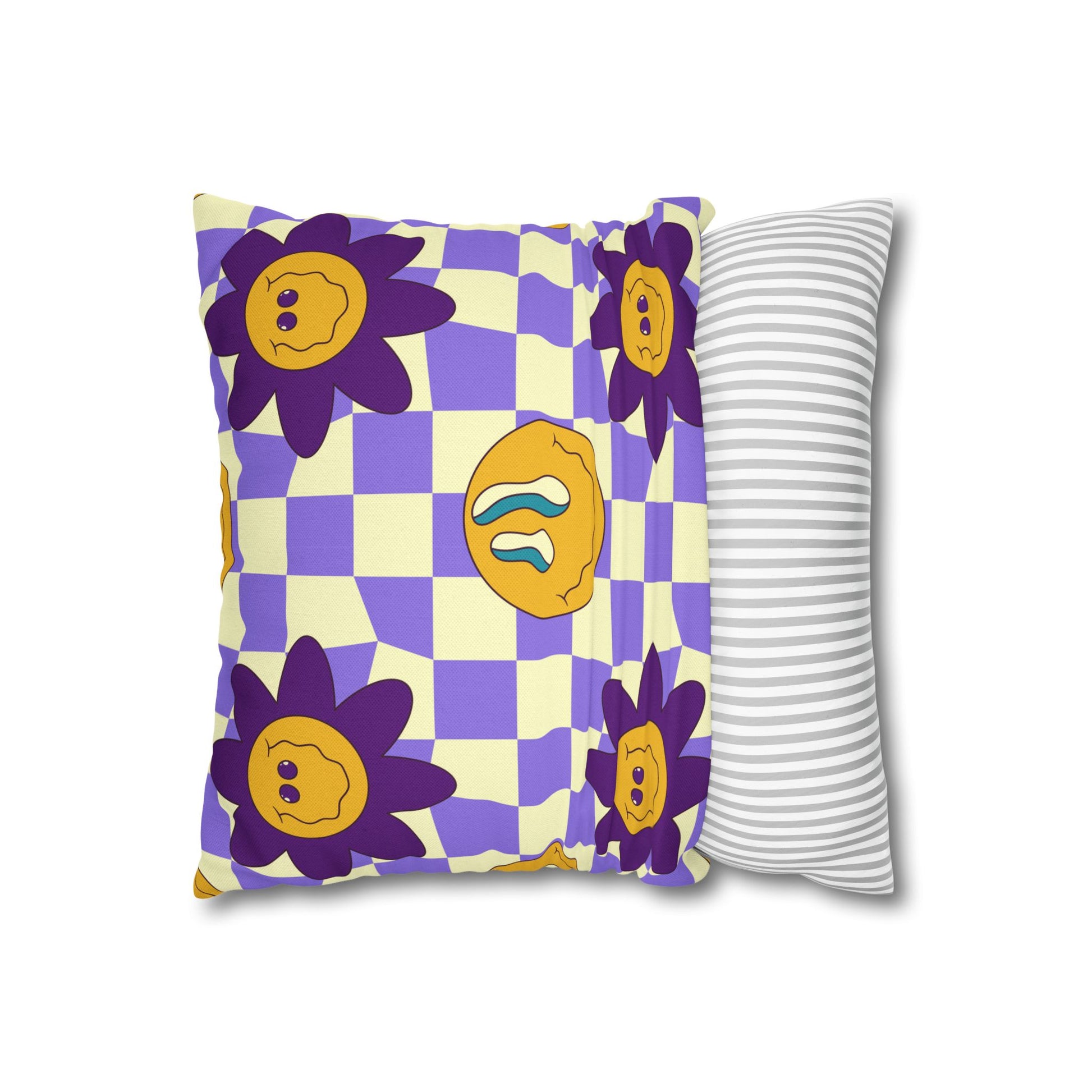 Trippy Flower Power Motifs Spun Polyester Square Pillowcase, Artsulli - Art is Long, Life is Short, Home Decor, , , , , , , 