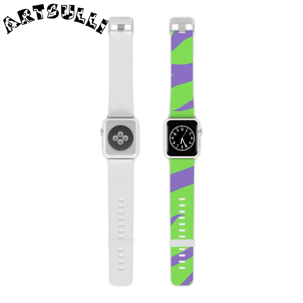 JAKKOUTTHEBXX Tyrannosaurus Print Green and Purple Watch Band