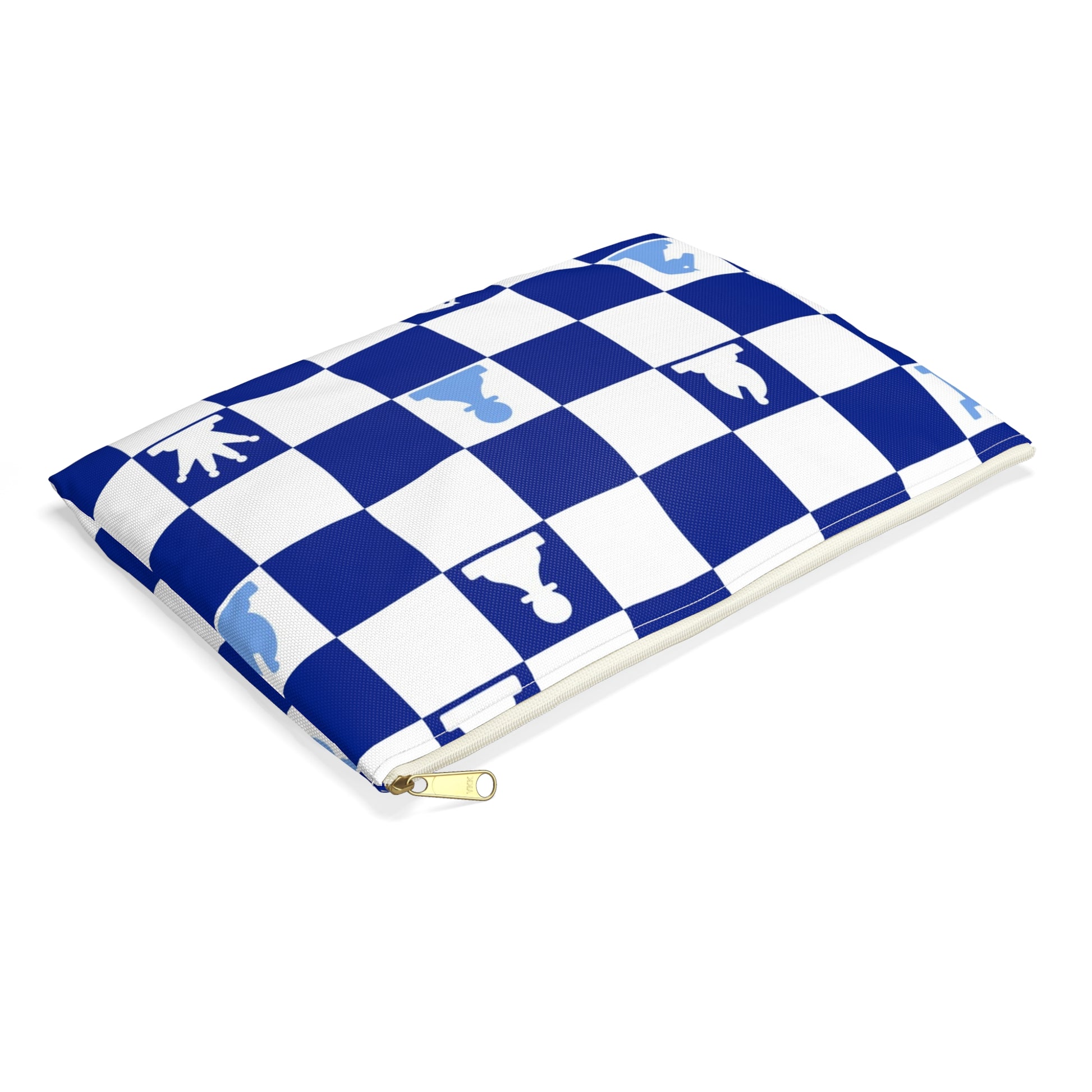 Chessboard Navy Blue Accessory Pouch, Artsulli - Art is Long, Life is Short, Bags, , , , , , , 