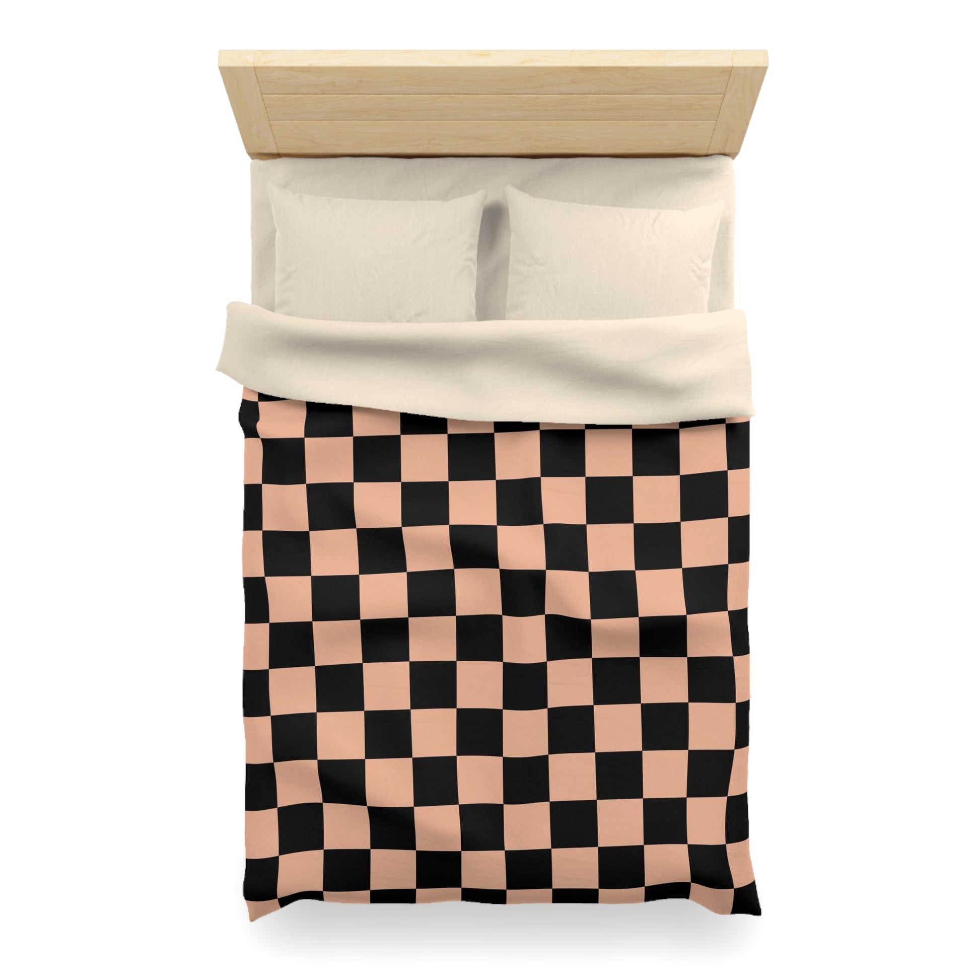Checkerboard Soft Orange and Black Microfiber Duvet Cover, Artsulli - Art is Long, Life is Short, Home Decor, , , , , , , 