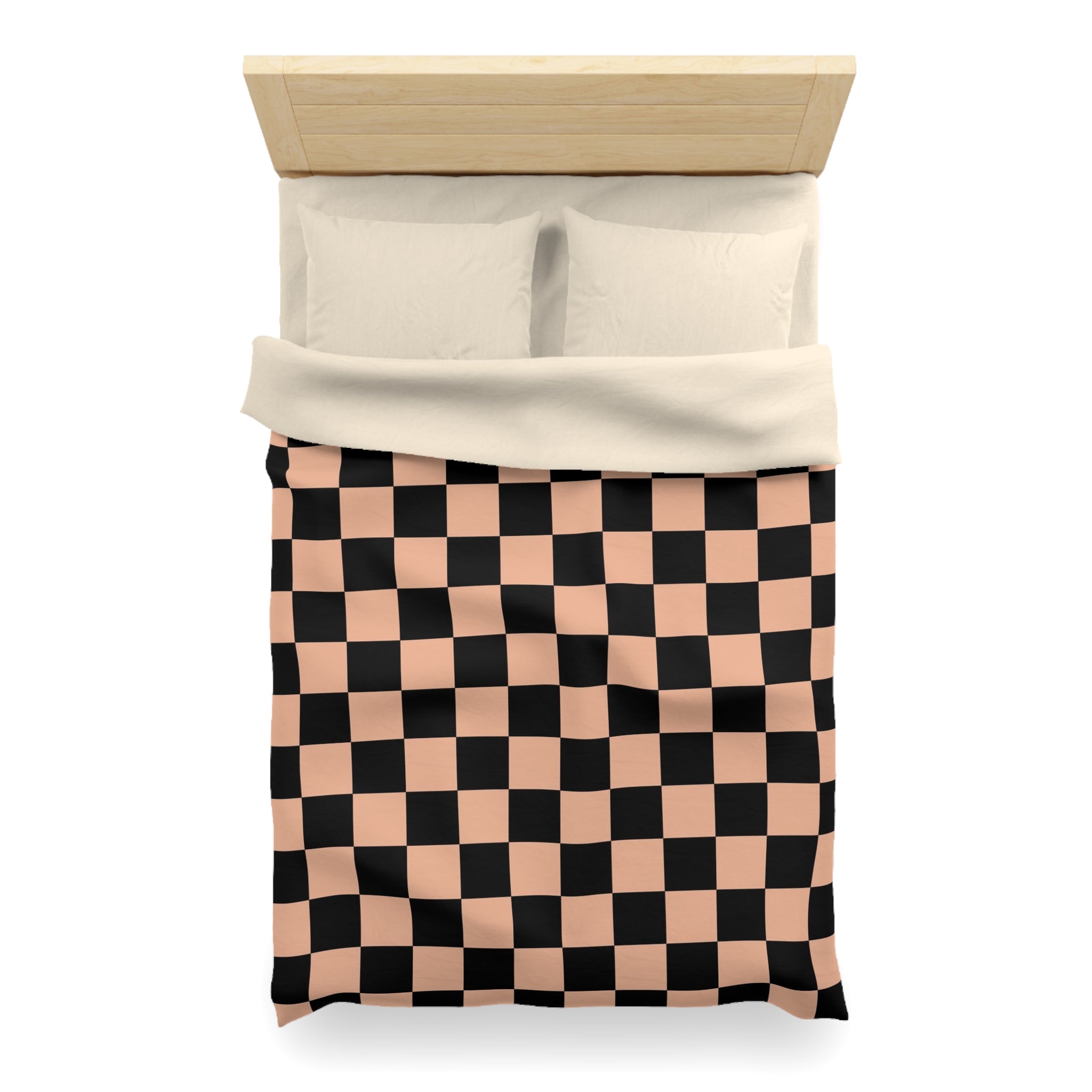 Checkerboard Soft Orange and Black Microfiber Duvet Cover, Artsulli - Art is Long, Life is Short, Home Decor, , , , , , , 