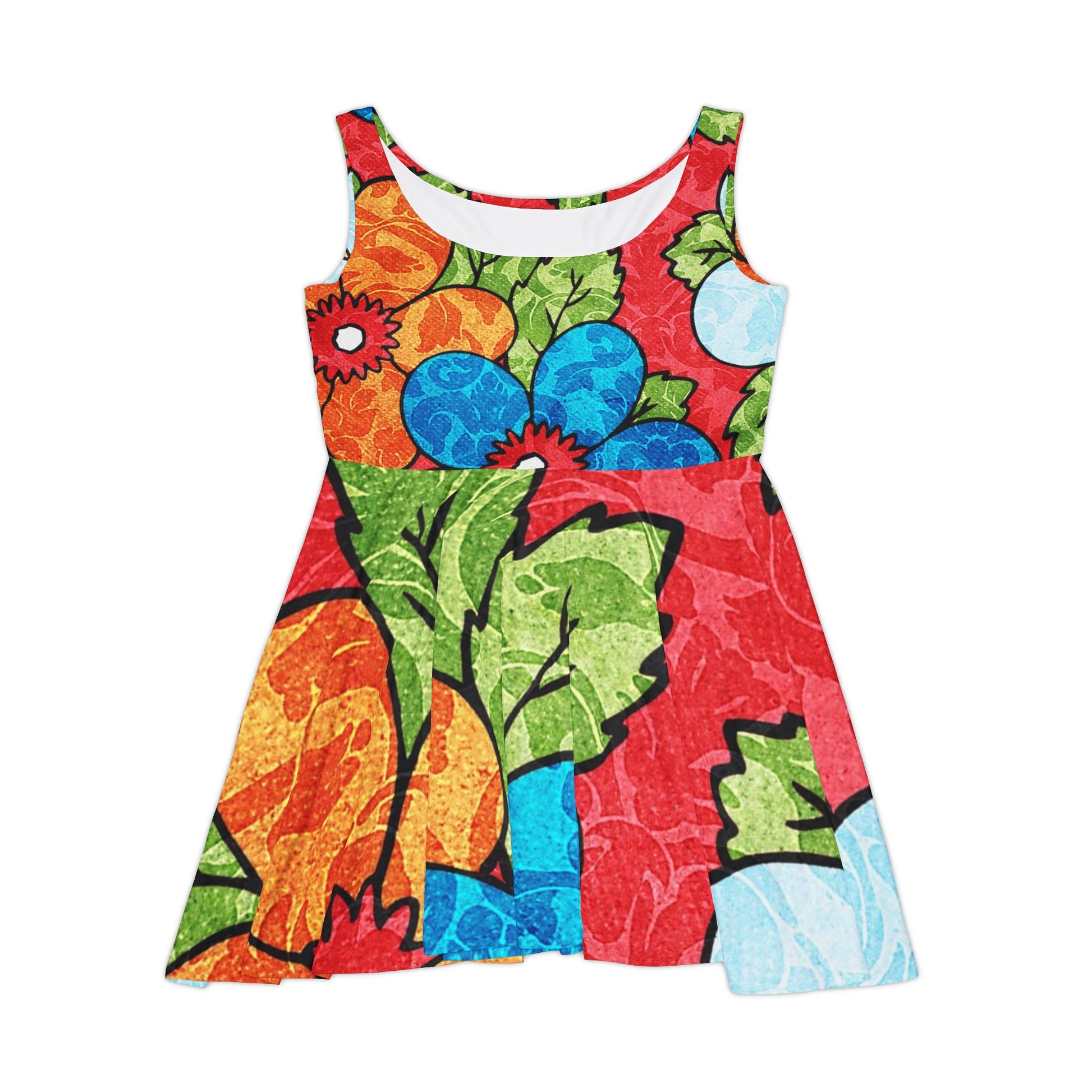 Groovy Red Floral Kl Women's Skater Dress (AOP), Artsulli - Art is Long, Life is Short, All Over Prints, Size, XS, , , , , 28857232280087549248