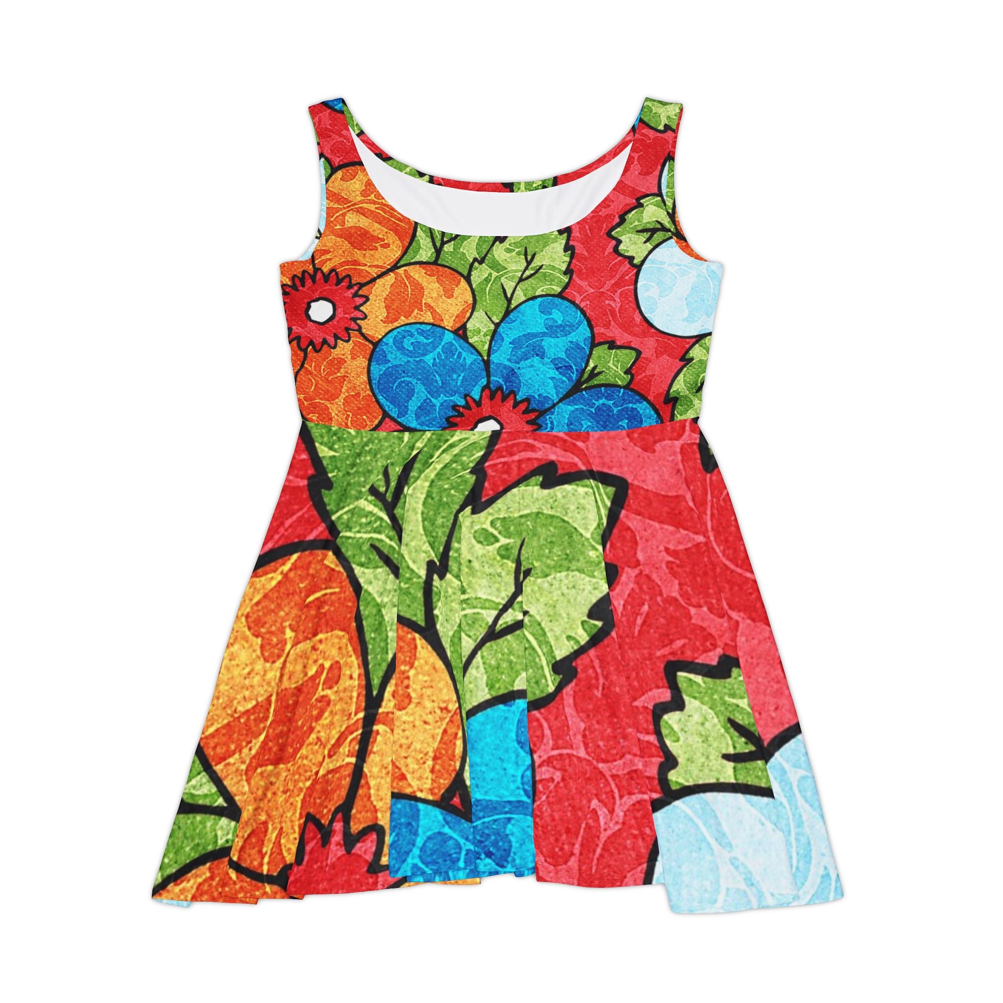 Groovy Red Floral Kl Women's Skater Dress (AOP), Artsulli - Art is Long, Life is Short, All Over Prints, Size, XS, , , , , 28857232280087549248