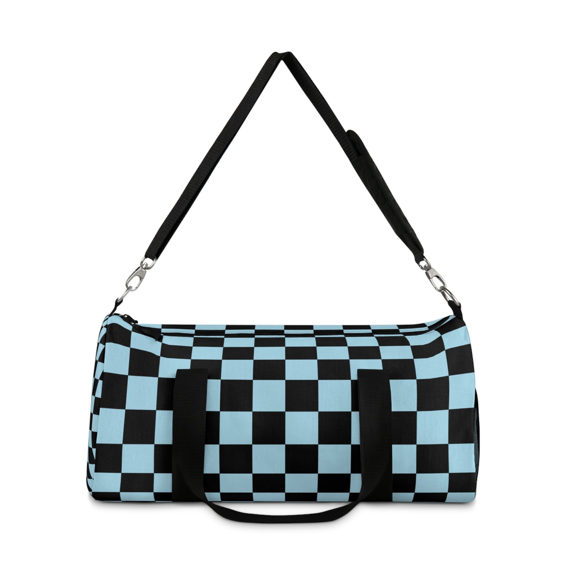 Checkerboard Black and Blue Duffel Bag, Artsulli - Art is Long, Life is Short, Bags, , , , , , , 
