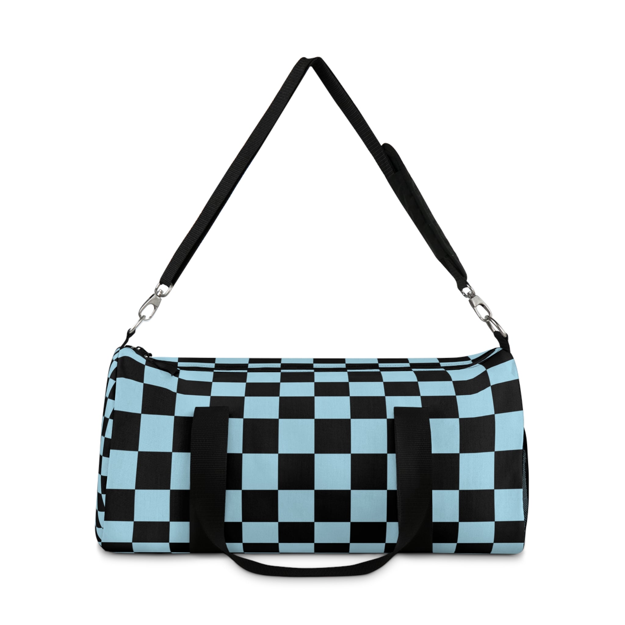 Checkerboard Black and Blue Duffel Bag, Artsulli - Art is Long, Life is Short, Bags, , , , , , , 