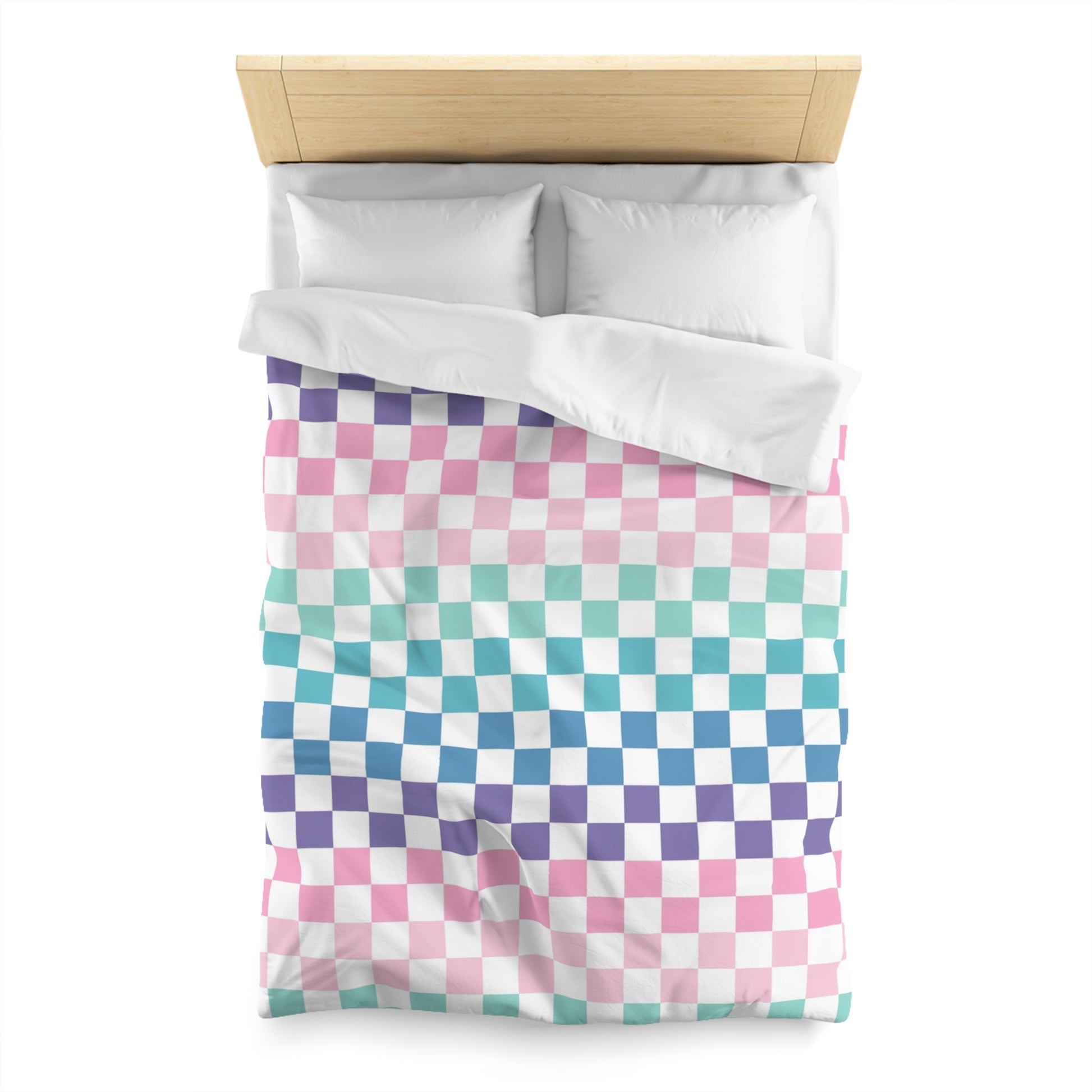Vaporwave Rainbow  Checkerboard Multi-Color Microfiber Duvet Cover, Artsulli - Art is Long, Life is Short, Home Decor, , , , , , , 