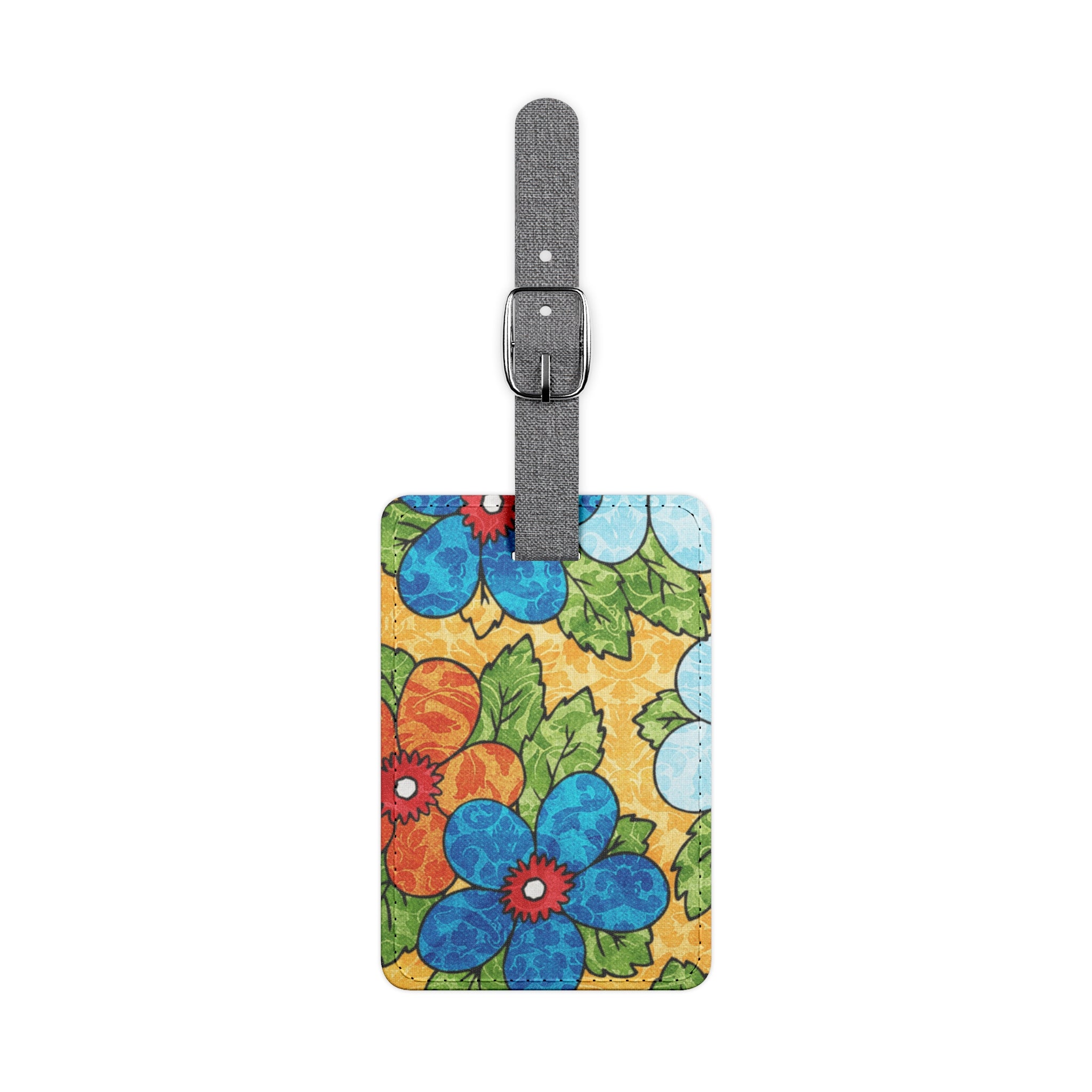 Groovy Yellow Floral Kl Saffiano Polyester Luggage Tag, Rectangle, Artsulli - Art is Long, Life is Short, Accessories, Size, One size, Shape, Rectangle, , , 11353753848767782773