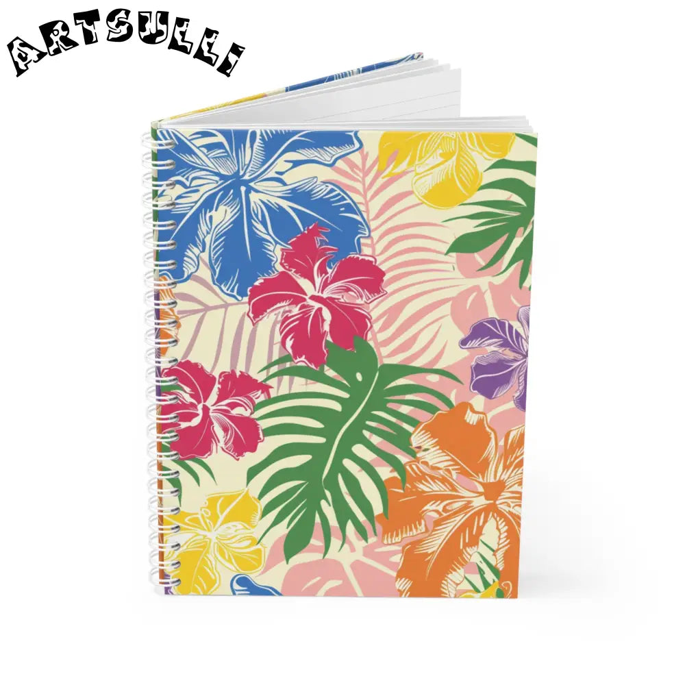 JAKKOUTTHEBXX Tropical Floral Wide-Ruled Spiral Notebook 2025