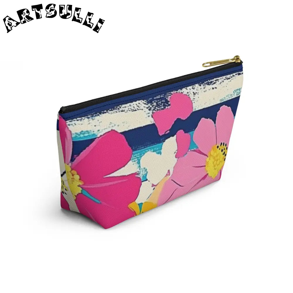 JAKKOUTTHEBXX Dayglo Floral Stripes Multi-Color Accessory Pouch w