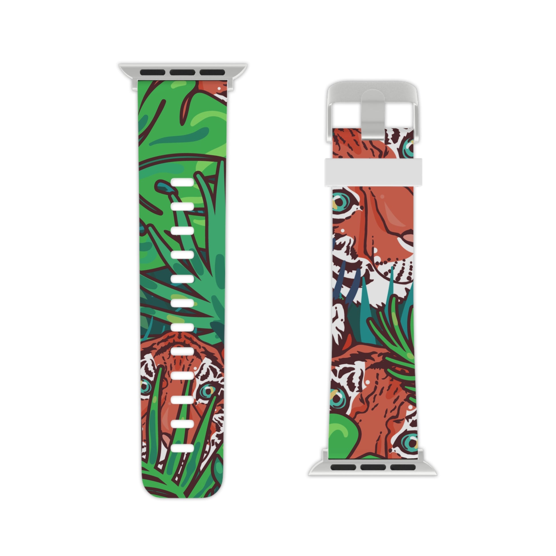 Tropical Jungle Tigers Blue and Green Saturated Jungle Tiger 8K Watch Band for Apple Watch, Artsulli - Art is Long, Life is Short, Accessories, , , , , , , 