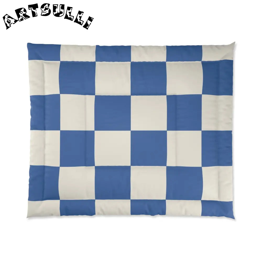 JAKKOUTTHEBXX Checkerboard Blue Comforter JAKKOUTTHEBXX Artsulli
