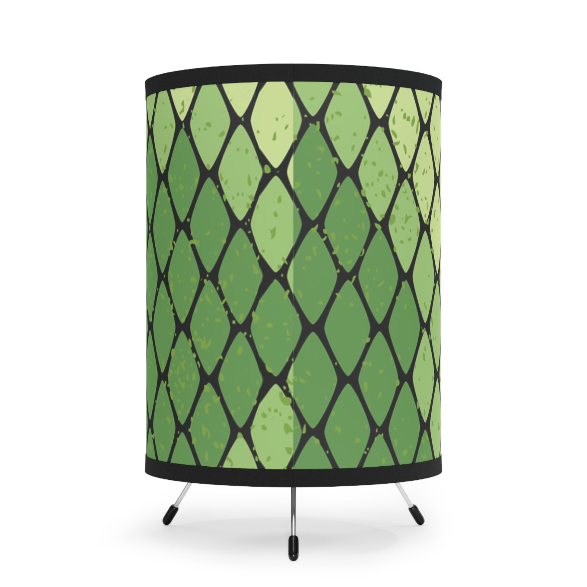 Snake Skin Green and Black Tripod Lamp with High-Res Printed Shade, US\CA plug, Artsulli - Art is Long, Life is Short, Home Decor, , , , , , , 