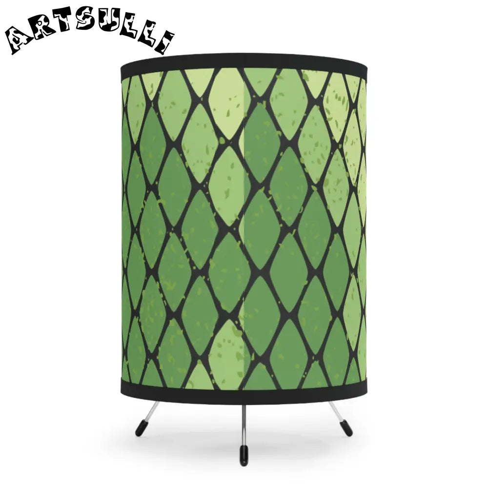 JAKKOUTTHEBXX Snake Skin Green and Black Tripod Lamp with High-Res