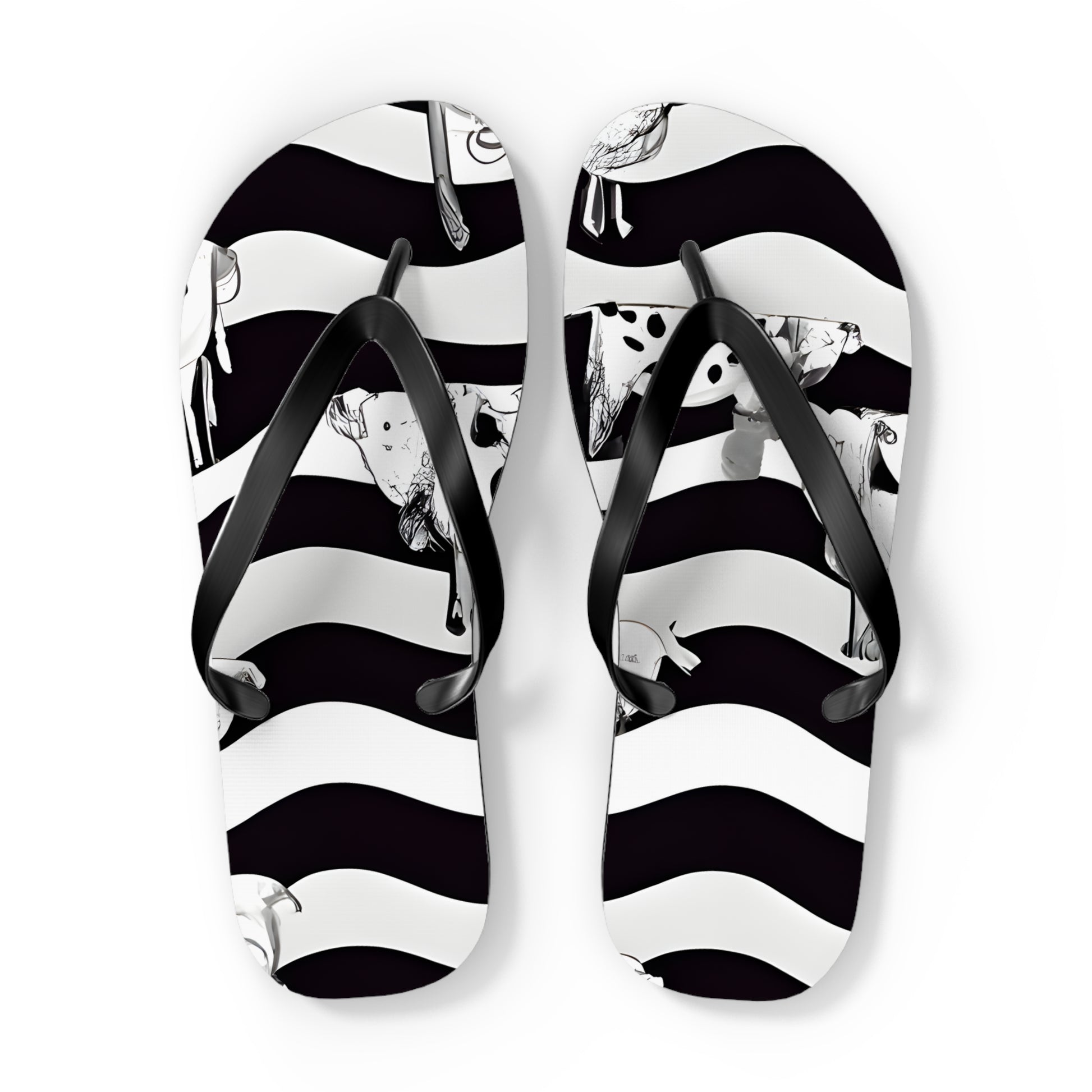 Cruellas Cattle Line Flip Flops, Artsulli - Art is Long, Life is Short, Shoes, Size, XL, Color, Black sole, , , 36674037839258