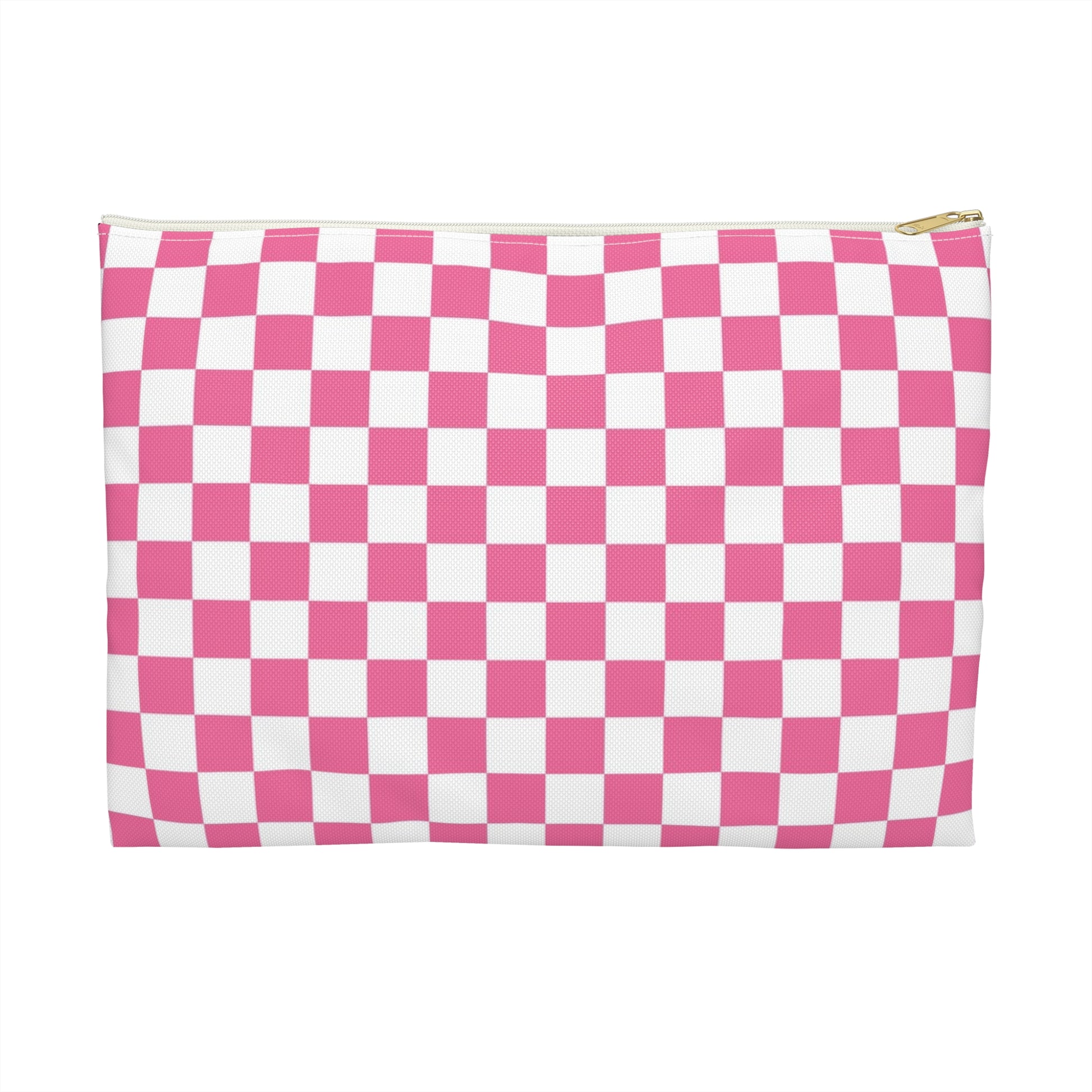 Yuyushiki Pink Check Accessory Pouch, Artsulli - Art is Long, Life is Short, Bags, Size, Large, Color, White zipper, , , 10725274295061151844