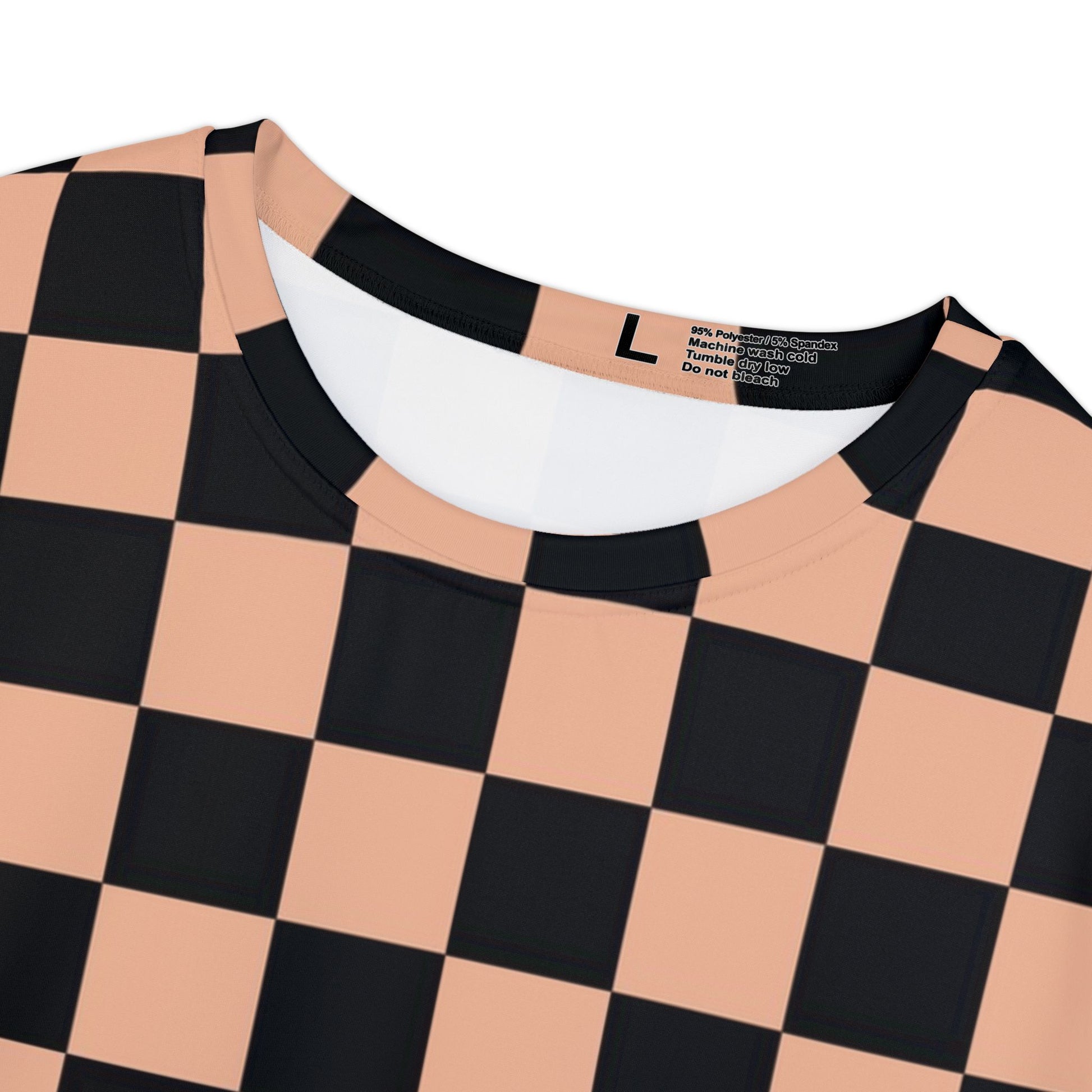 Checkerboard Soft Orange and Black Women's Short Sleeve Shirt (AOP), Artsulli - Art is Long, Life is Short, All Over Prints, , , , , , , 