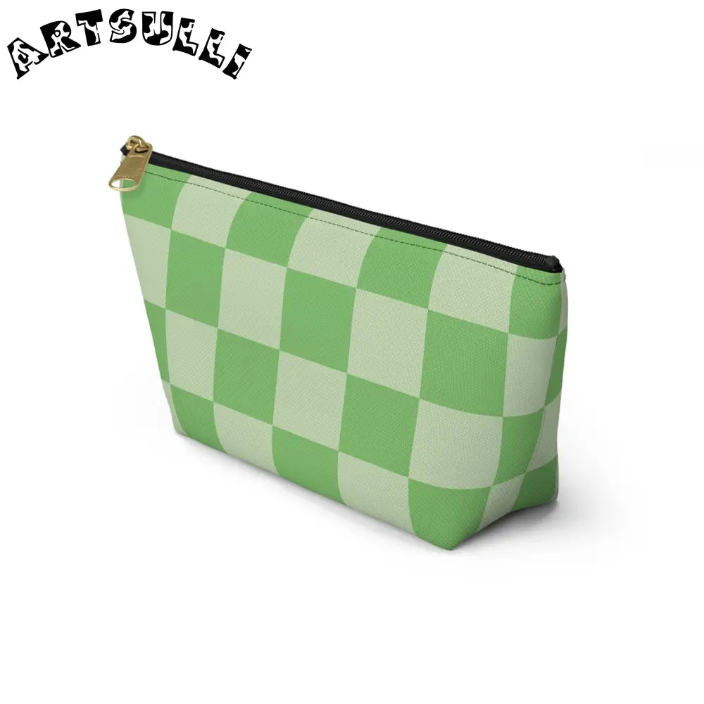 JAKKOUTTHEBXX Checkerboard Green Accessory Pouch w T-bottom