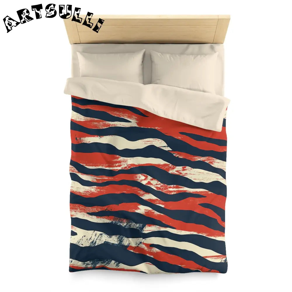 JAKKOUTTHEBXX Art Printed Abstract Striped Throw Blanket Red Navy