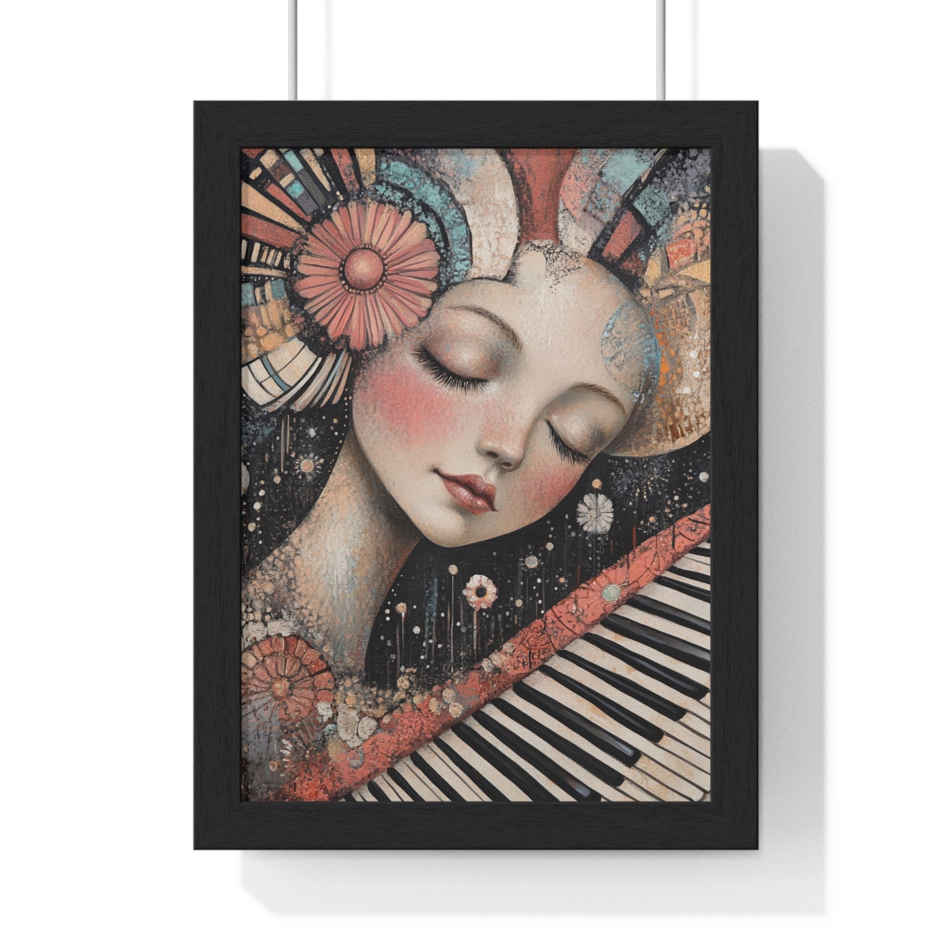 Queen Of Piano Dreams Vertical Framed Poster, Artsulli - Art is Long, Life is Short, Poster, Size, 8" x 11", Color, Black, , , 82958719288619871549