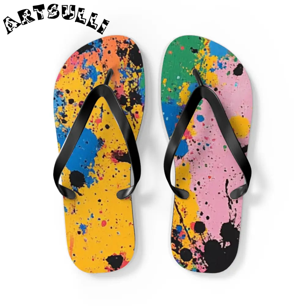 JAKKOUTTHEBXX The Colors Of Paint Splatter Flip Flops JAKKOUTTHEBXX