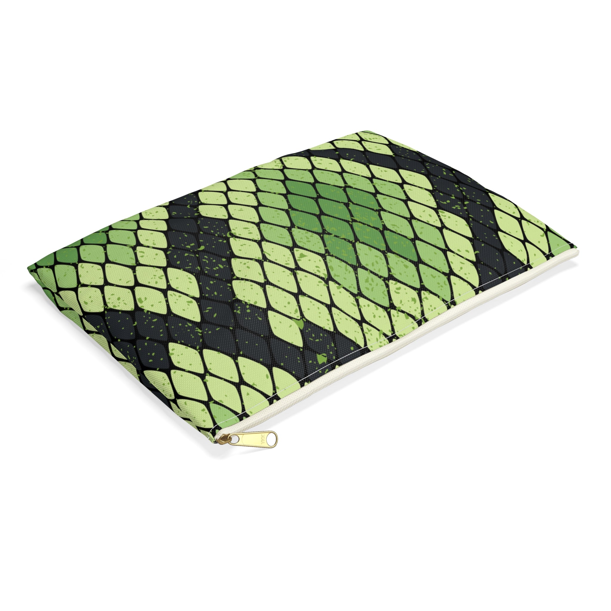 Snake Skin Green and Black Accessory Pouch, Artsulli - Art is Long, Life is Short, Bags, , , , , , , 