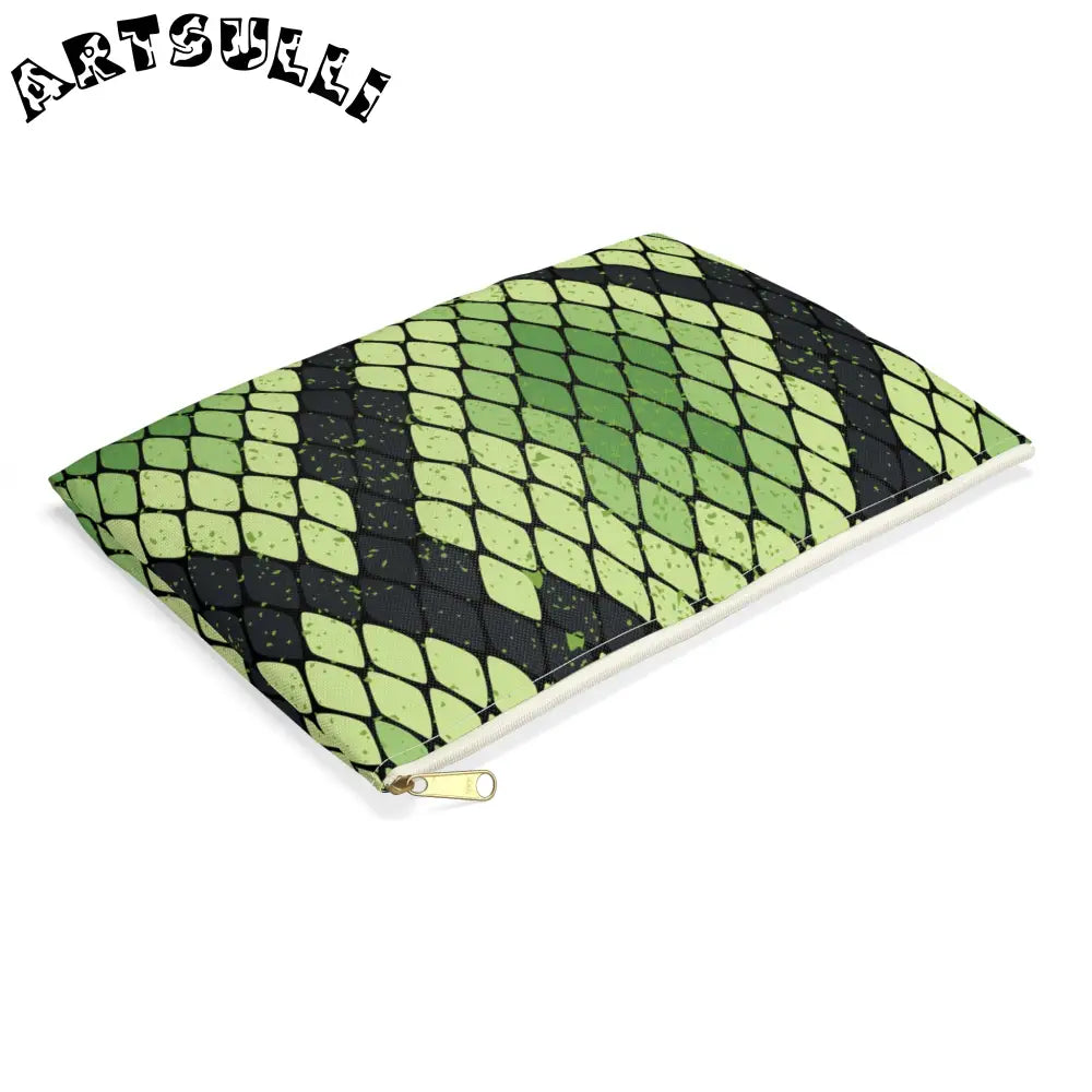 JAKKOUTTHEBXX Snake Skin Green and Black Accessory Pouch