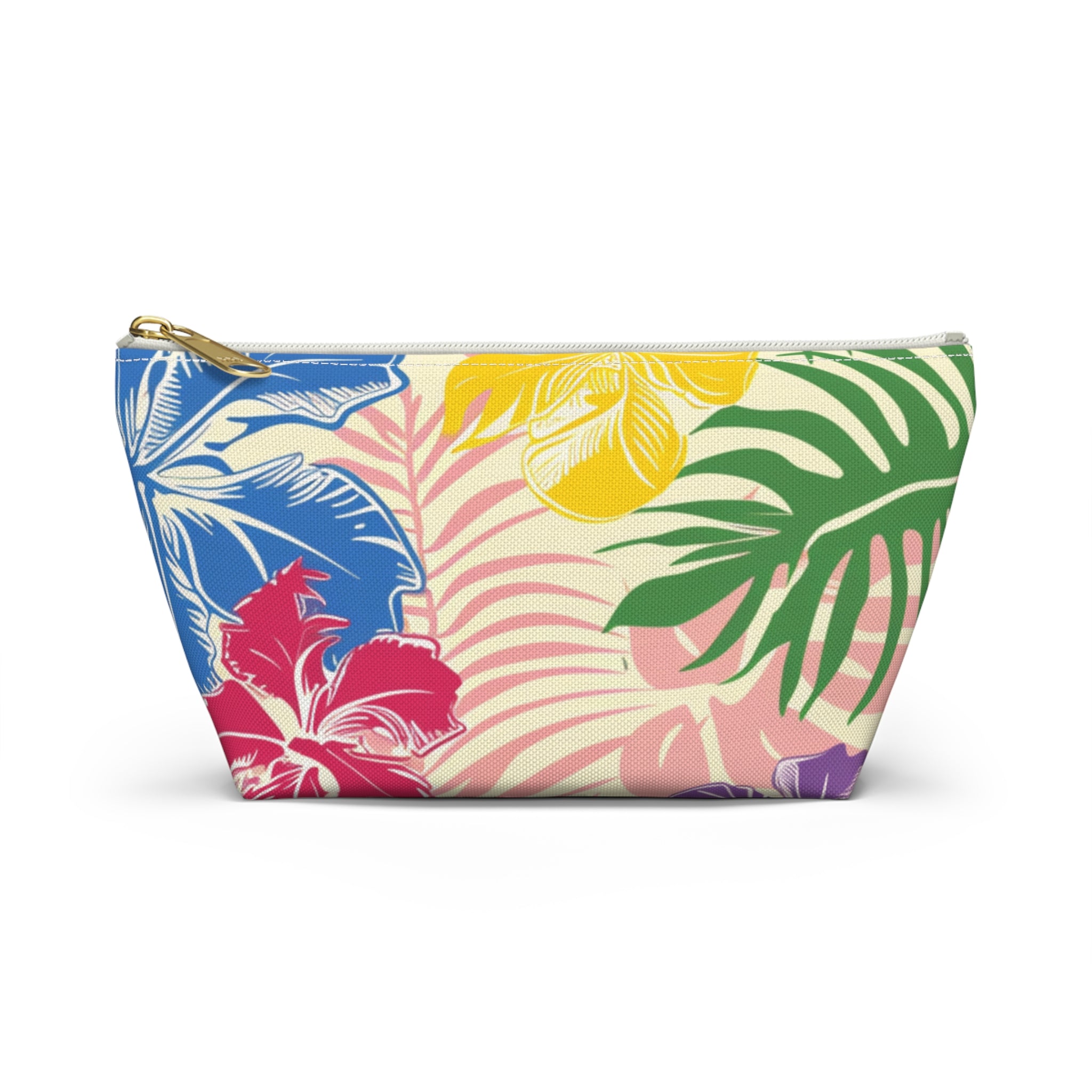 Blooming Tropical Flowers Accessory Pouch w T-bottom, Artsulli - Art is Long, Life is Short, Bags, Size, Small, Color, White zipper, , , 61463690665742039448