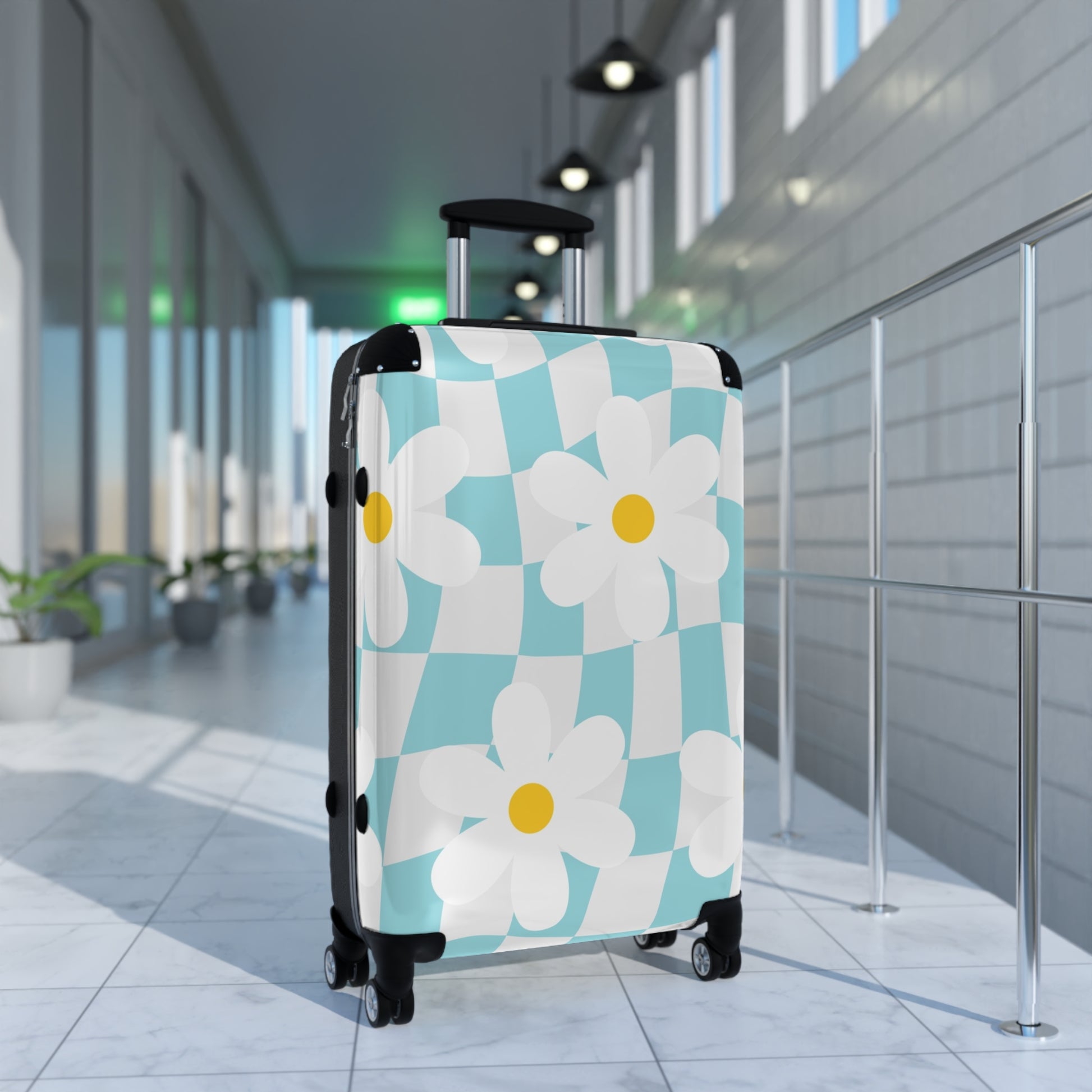 Trippy Check Garden Suitcase, Artsulli - Art is Long, Life is Short, Bags, , , , , , , 