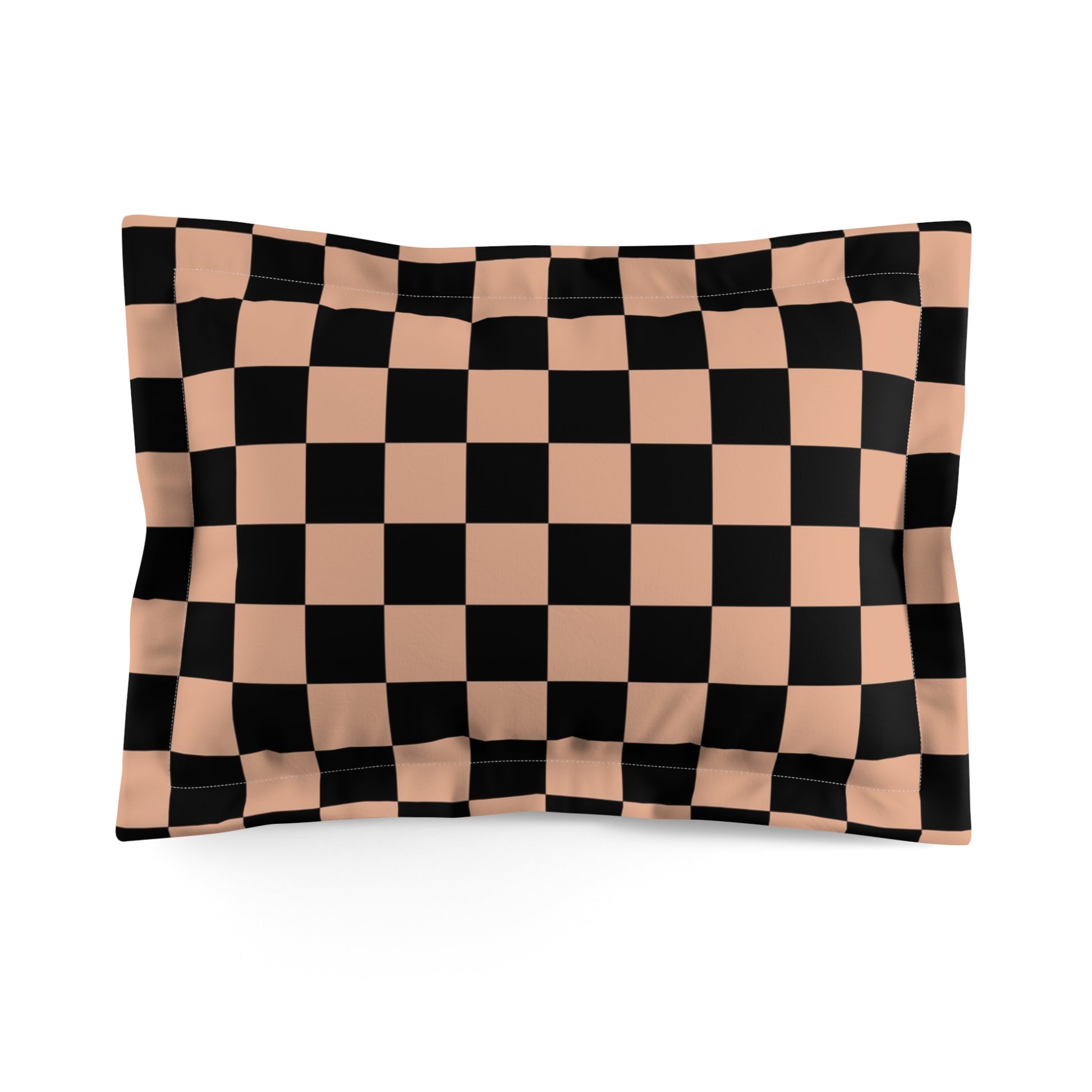 Checkerboard Soft Orange and Black Microfiber Pillow Sham, Artsulli - Art is Long, Life is Short, Home Decor, Size, Standard, , , , , 24901767501758446468
