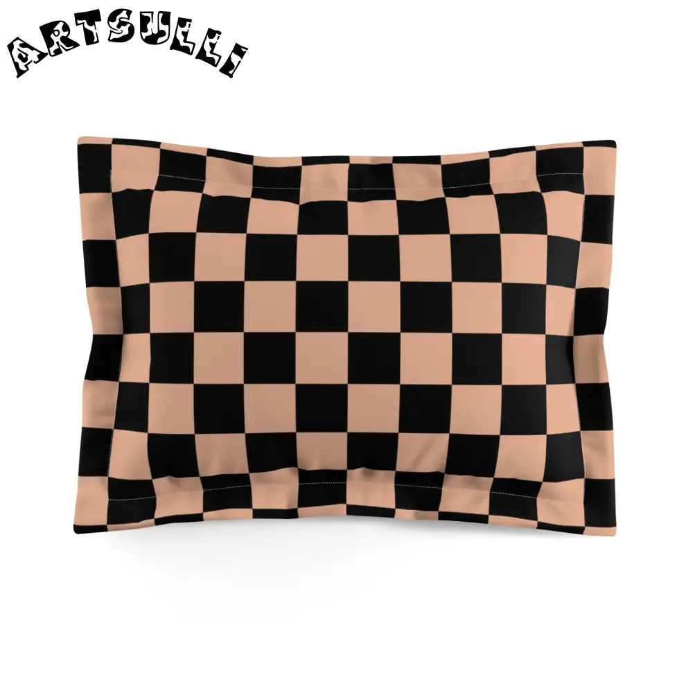 JAKKOUTTHEBXX Checkerboard Soft Orange and Black Microfiber Pillow