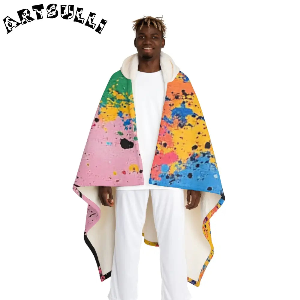 JAKKOUTTHEBXX The Colors Of Paint Splatter Hooded Sherpa Fleece
