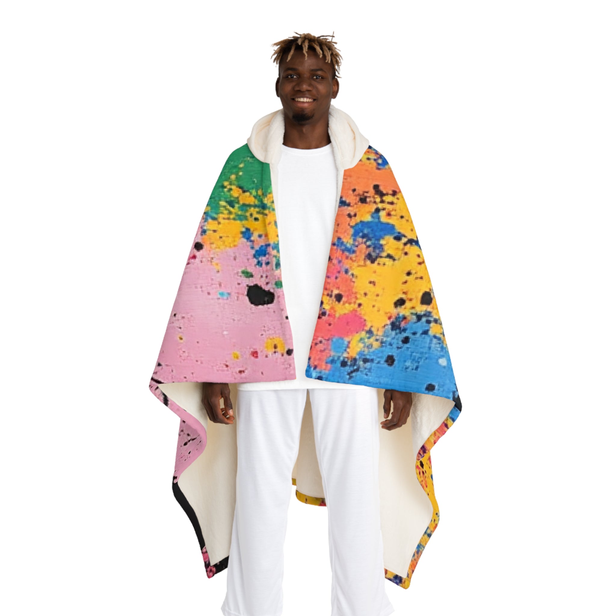 The Colors Of Paint Splatter Hooded Sherpa Fleece Blanket, Artsulli - Art is Long, Life is Short, All Over Prints, Size, One size, Color, Cream, , , 12480525098870