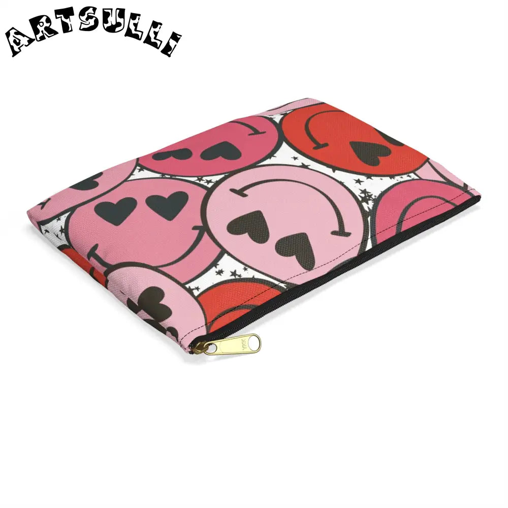 JAKKOUTTHEBXX Smiley Face x Heart Eyes Pink and Red Accessory Pouch