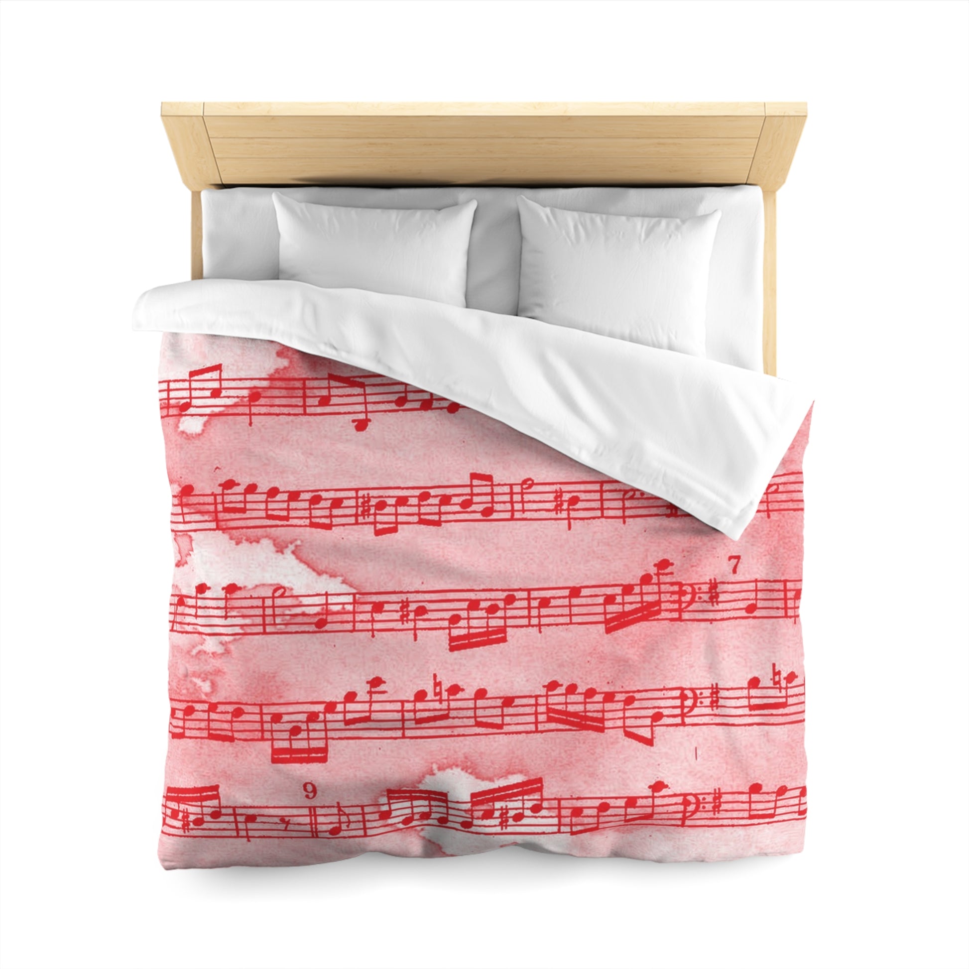 Drip Spill Type Beat Sheet Music Red Microfiber Duvet Cover, Artsulli - Art is Long, Life is Short, Home Decor, , , , , , , 
