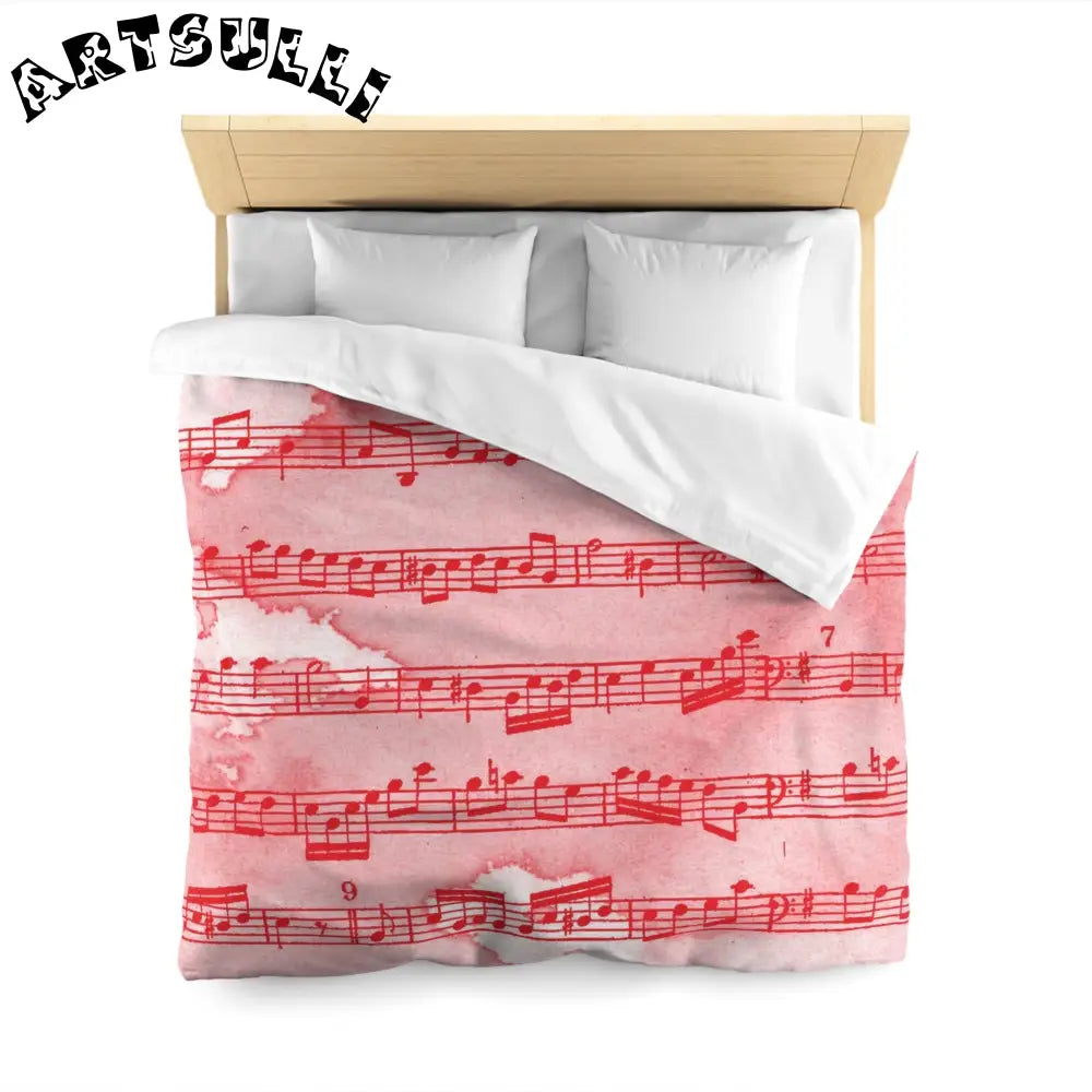JAKKOUTTHEBXX Red Watercolor Sheet Music Art Printed Duvet Cover 2025