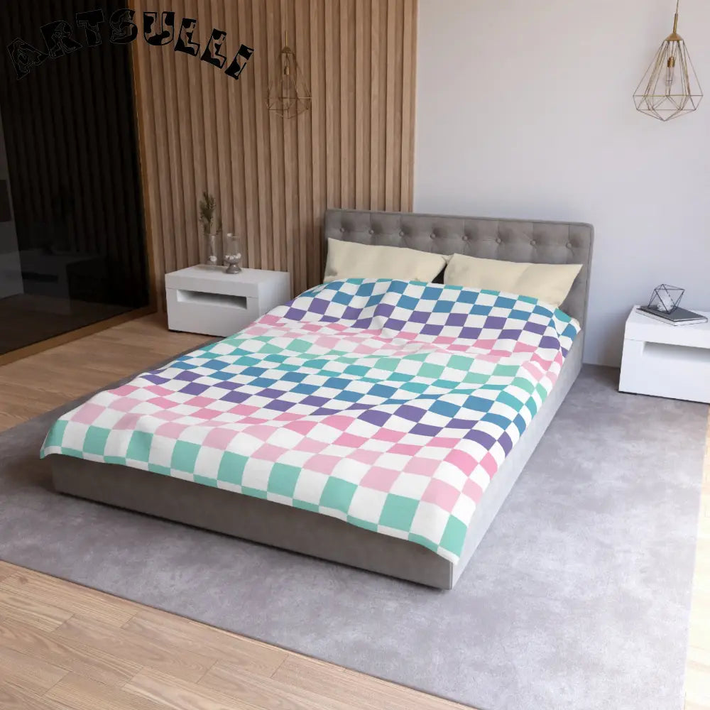 JAKKOUTTHEBXX Vaporwave Rainbow Checkerboard Multi-Color Microfiber