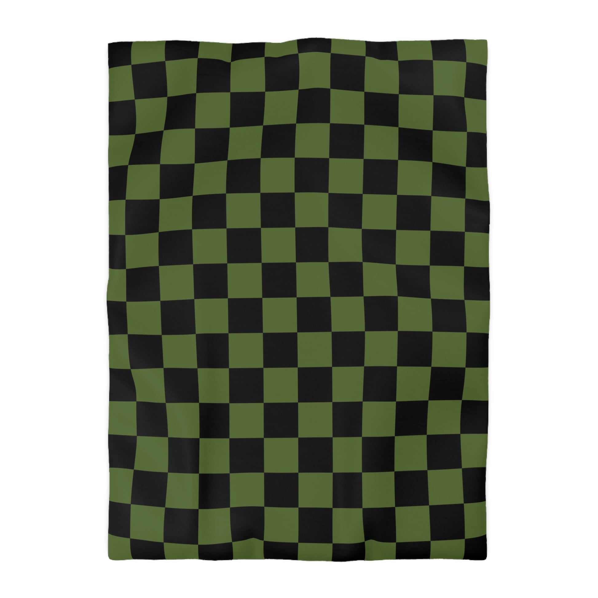 Checkerboard Olive Green and Black Microfiber Duvet Cover, Artsulli - Art is Long, Life is Short, Home Decor, Size, Twin XL, Color, Cream, , , 25198542061671338791