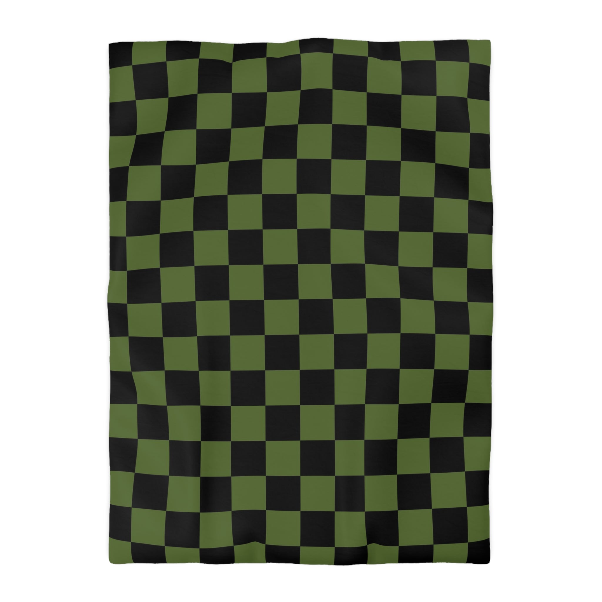 Checkerboard Olive Green and Black Microfiber Duvet Cover, Artsulli - Art is Long, Life is Short, Home Decor, Size, Twin XL, Color, Cream, , , 25198542061671338791