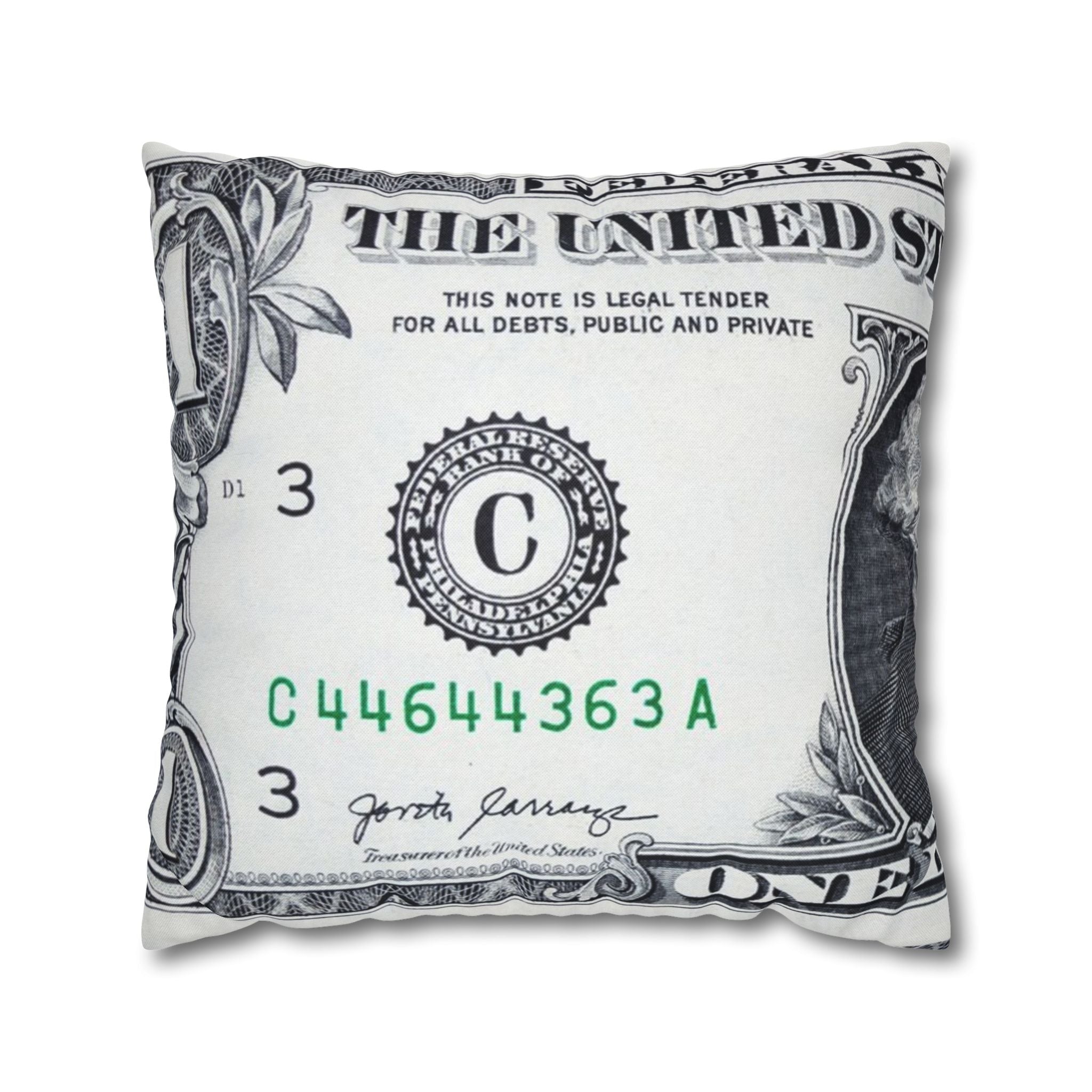 Money Collage Spun Polyester Square Pillowcase, Artsulli - Art is Long, Life is Short, Home Decor, Size, 20" × 20", , , , , 83589728621662