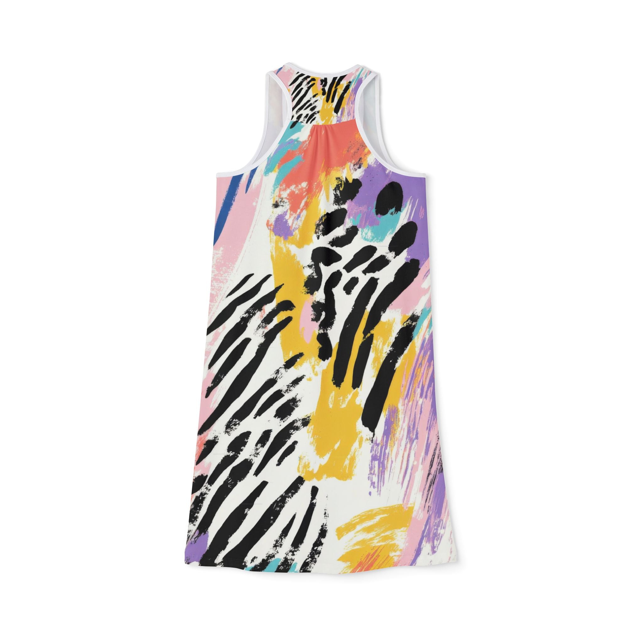 Wild Zebra Stripes x Paint Brush Strokes Multi-Color II Women's Racerback Dress (AOP), Artsulli - Art is Long, Life is Short, Tank Top, , , , , , , 