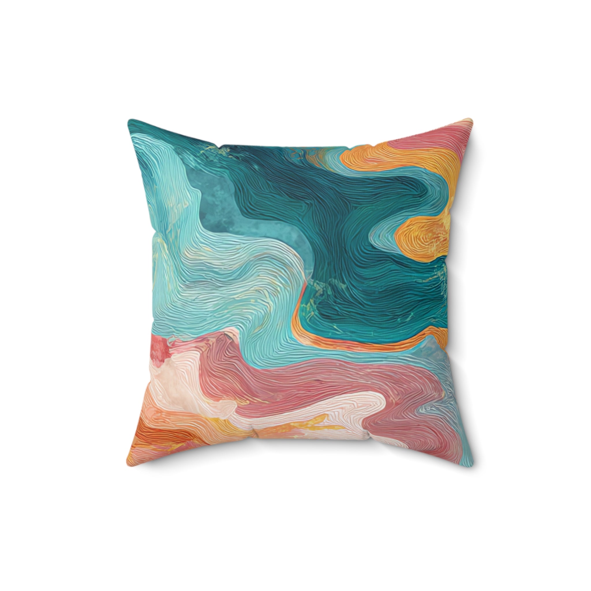 Liquid Marble Spill Spun Polyester Square Pillow, Artsulli - Art is Long, Life is Short, Home Decor, , , , , , , 